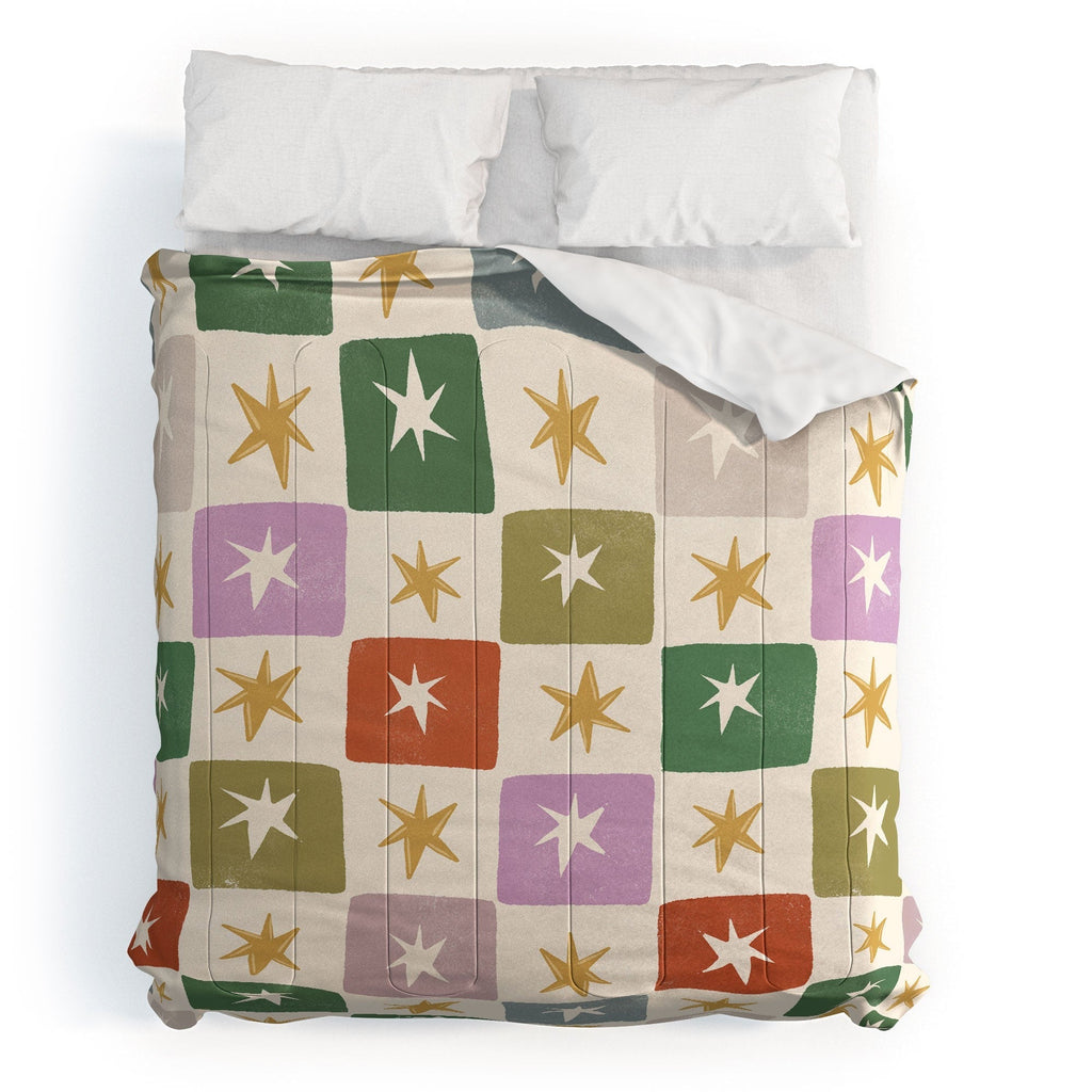 LouBruzzoni Retro Star Block Pattern Comforter