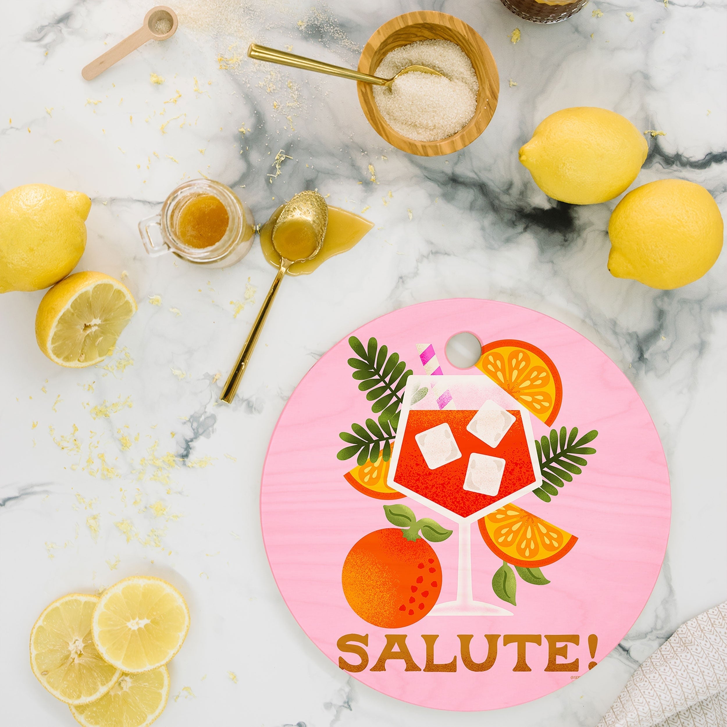 Jessica Molina Orange Spritz Cutting Board Round