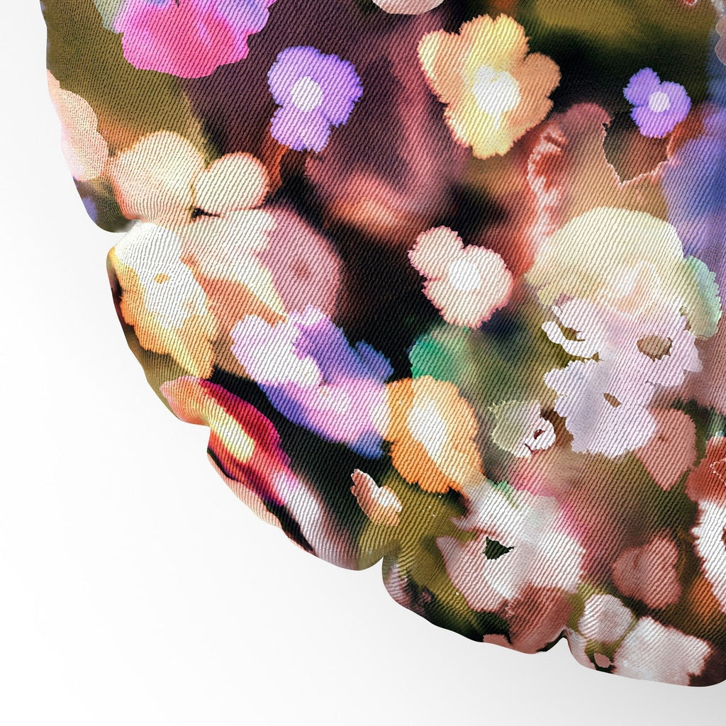 Ninola Design Botanic Retreat Ombre Abstract Watercolor Flowers Pink gold Floor Pillow Round