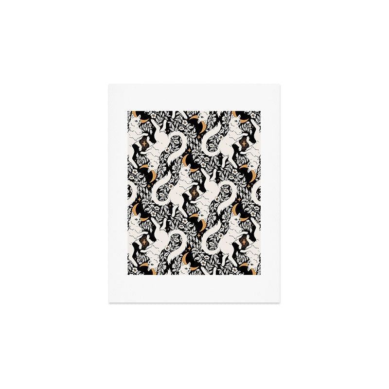 Avenie Celestial Cats Gold Art Print