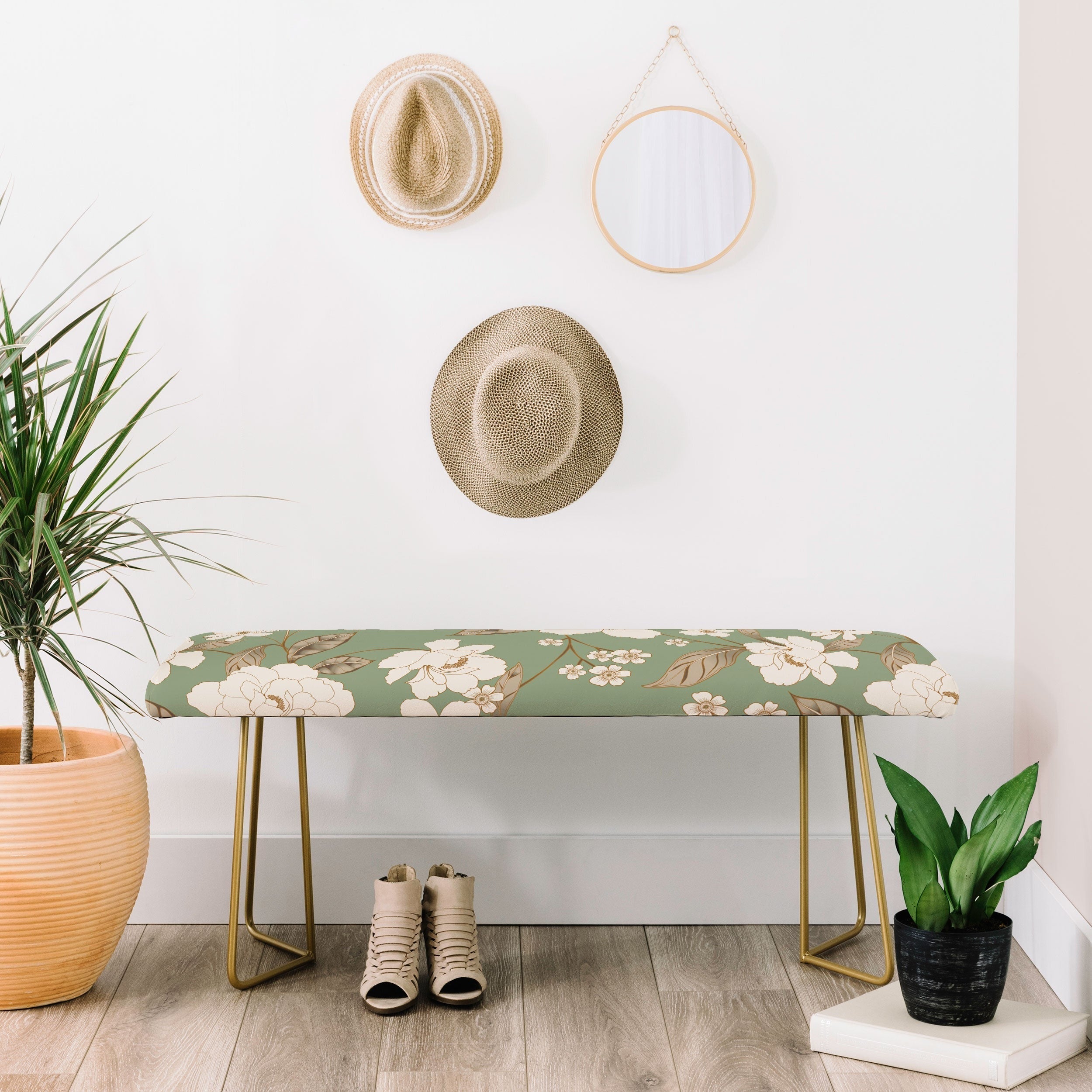 Gabriela Fuente Olive Floral Roberta Bench