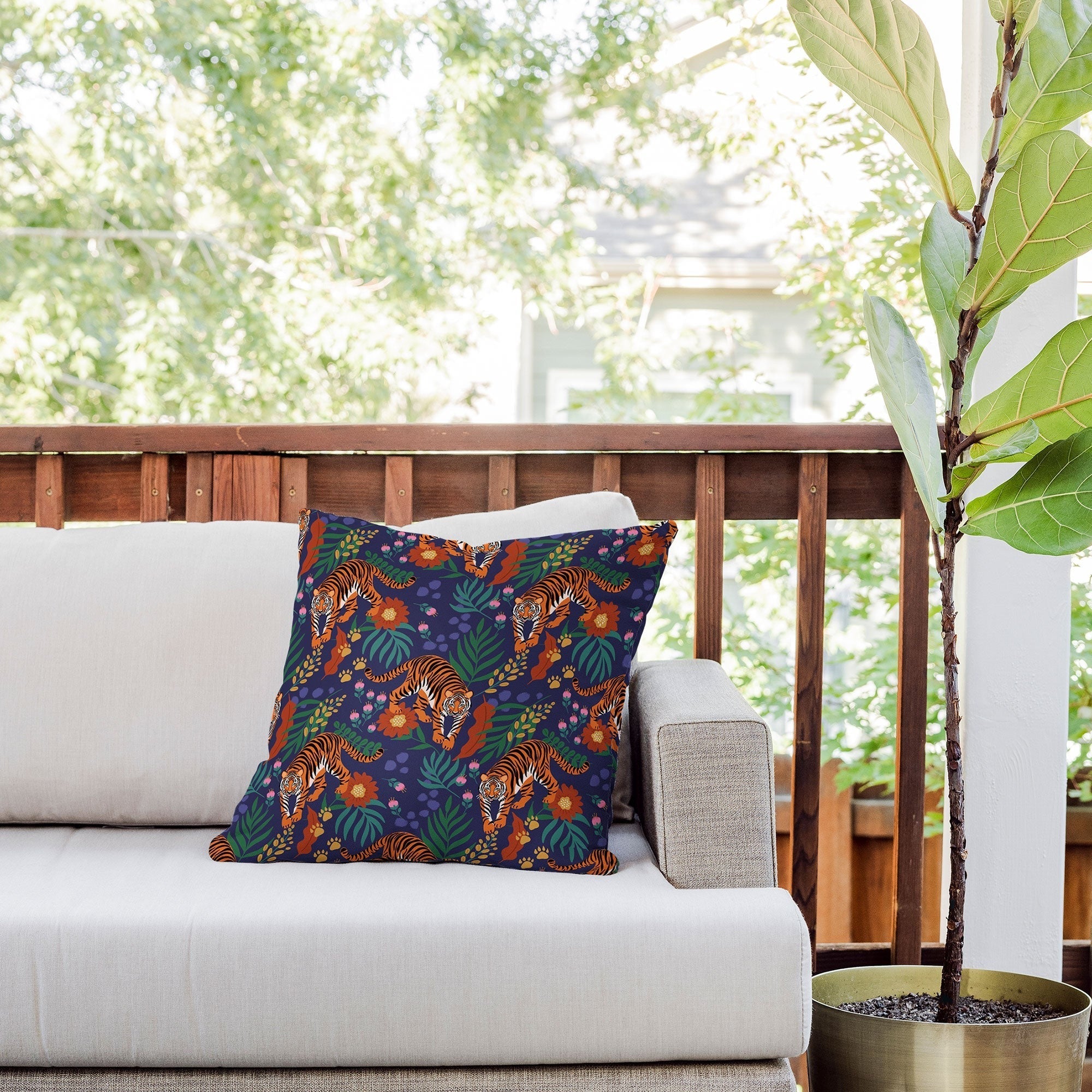 Design by Spark Tiger of the Glorious Jungle Outdoor Throw Pillow
