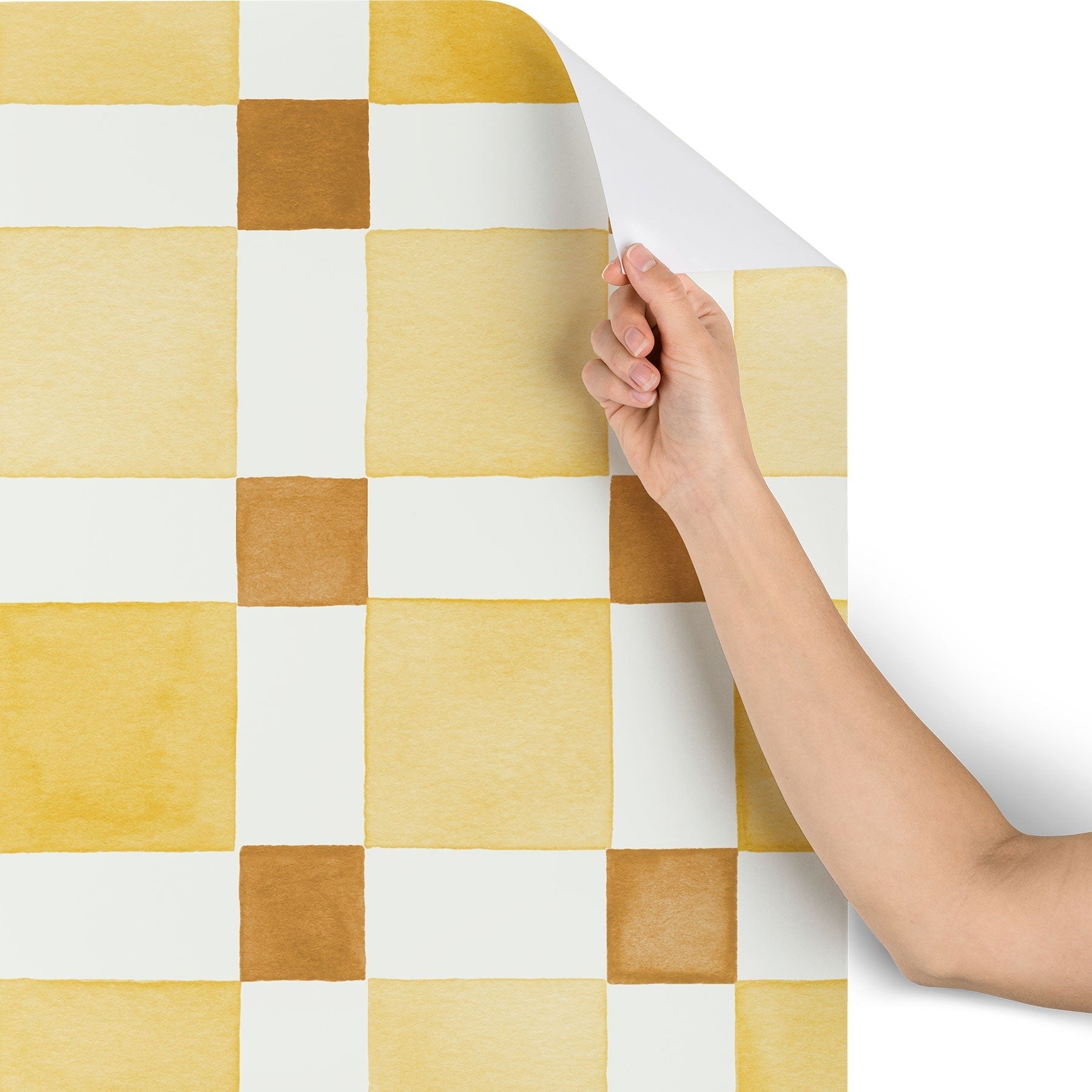 Ninola Design Everyday Artifact Checker Mosaic Tiles Geometry Yellow Wallpaper