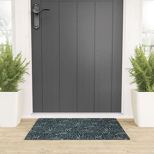 Little Om Pattern Shooting Stars blue Welcome Mat