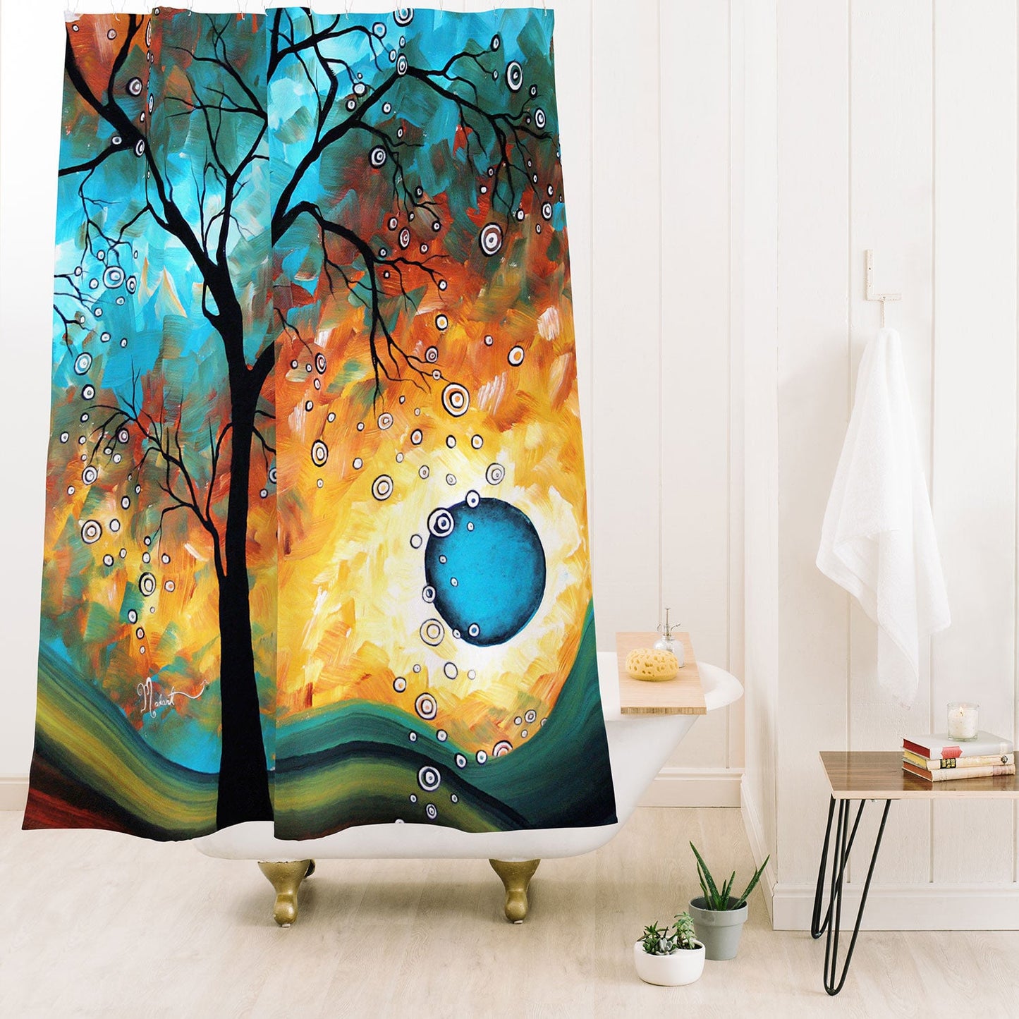 Madart Inc. Aqua Burn Shower Curtain