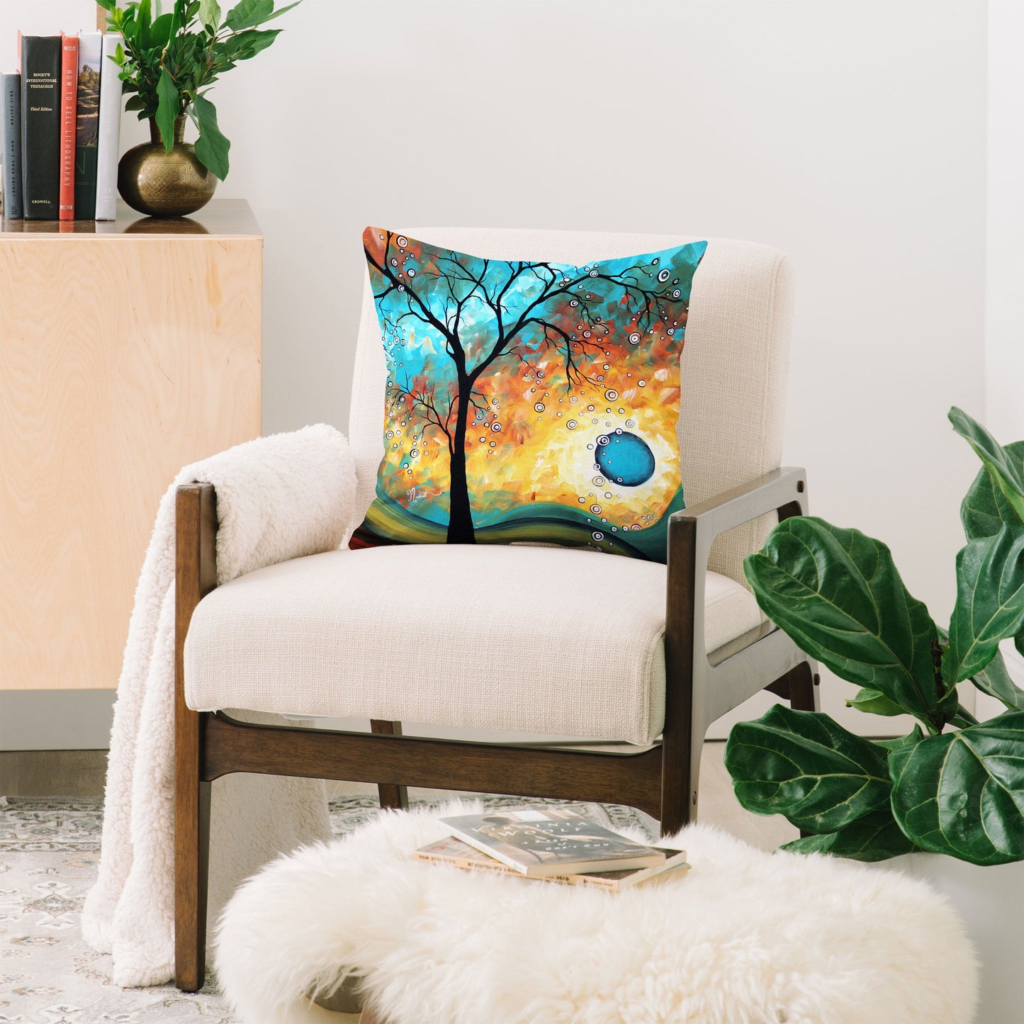 Madart Inc. Aqua Burn Throw Pillow