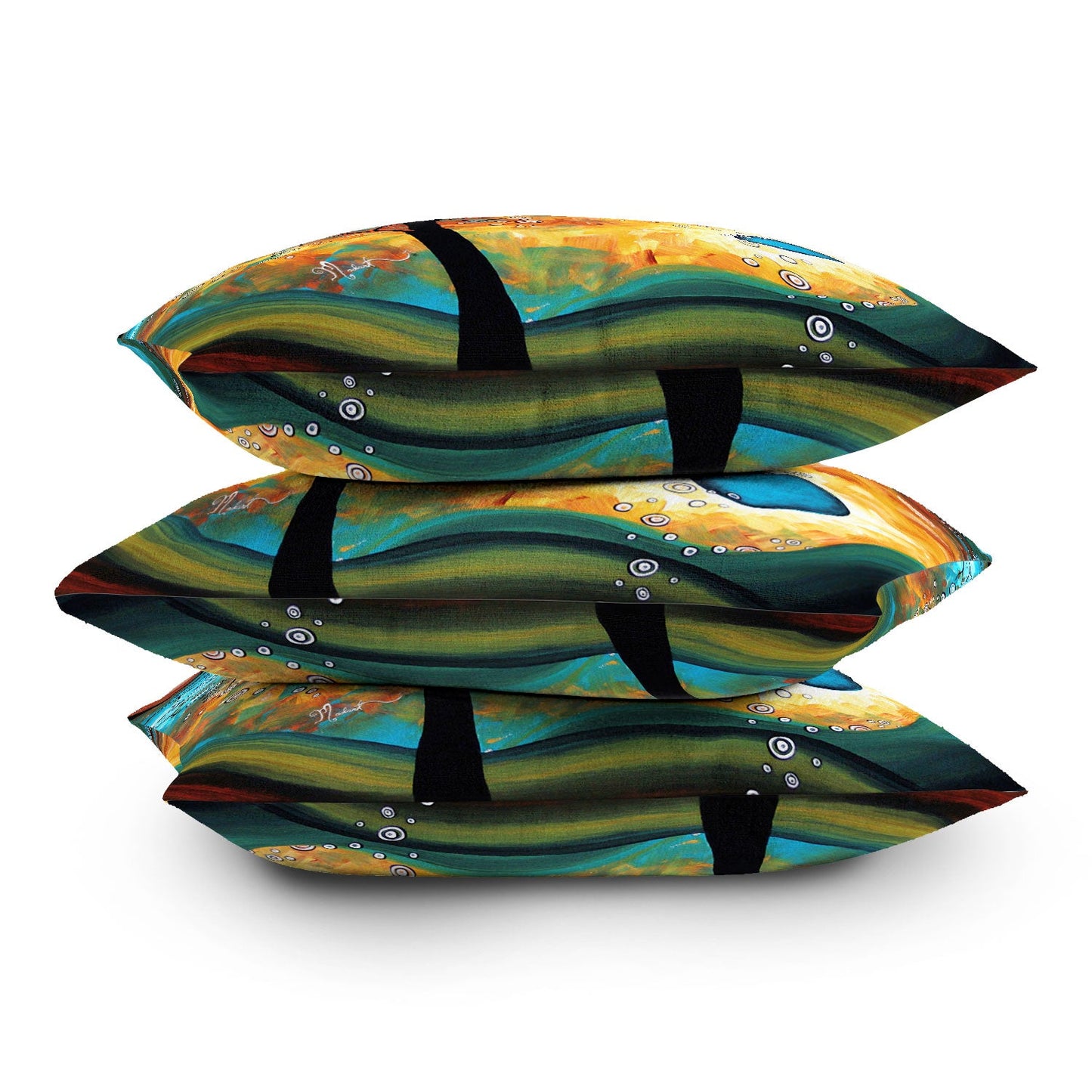 Madart Inc. Aqua Burn Throw Pillow