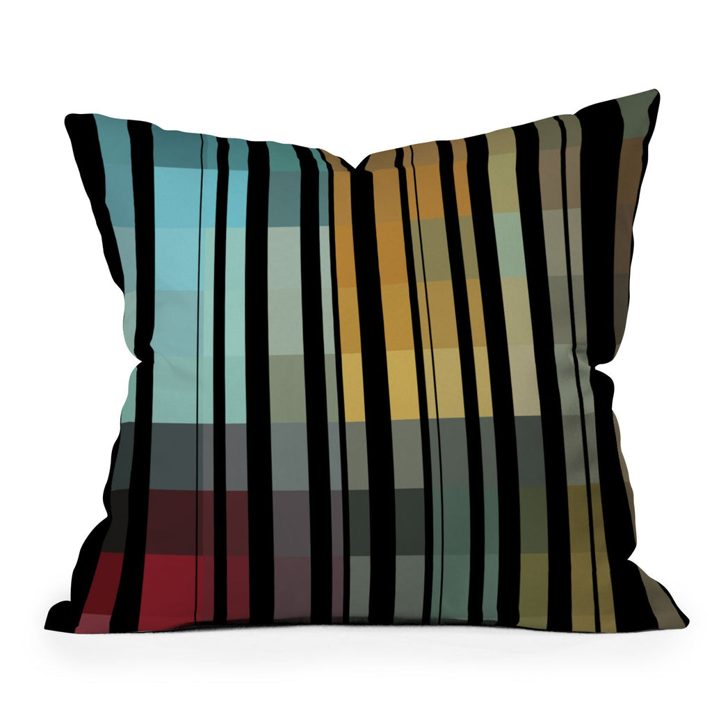 Madart Inc. Black Stripes In The Maze 2 Throw Pillow
