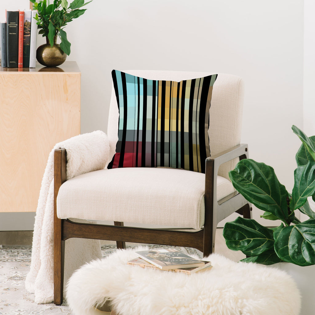 Madart Inc. Black Stripes In The Maze 2 Throw Pillow