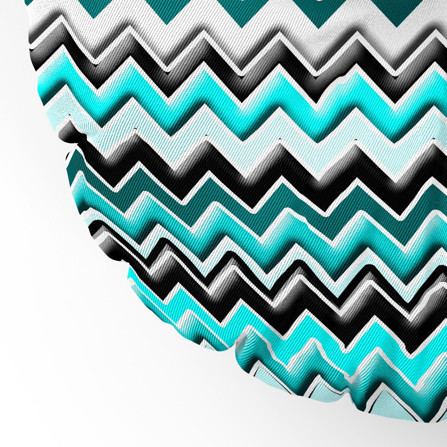 Madart Inc. Turquoise Black White Chevron Floor Pillow Round