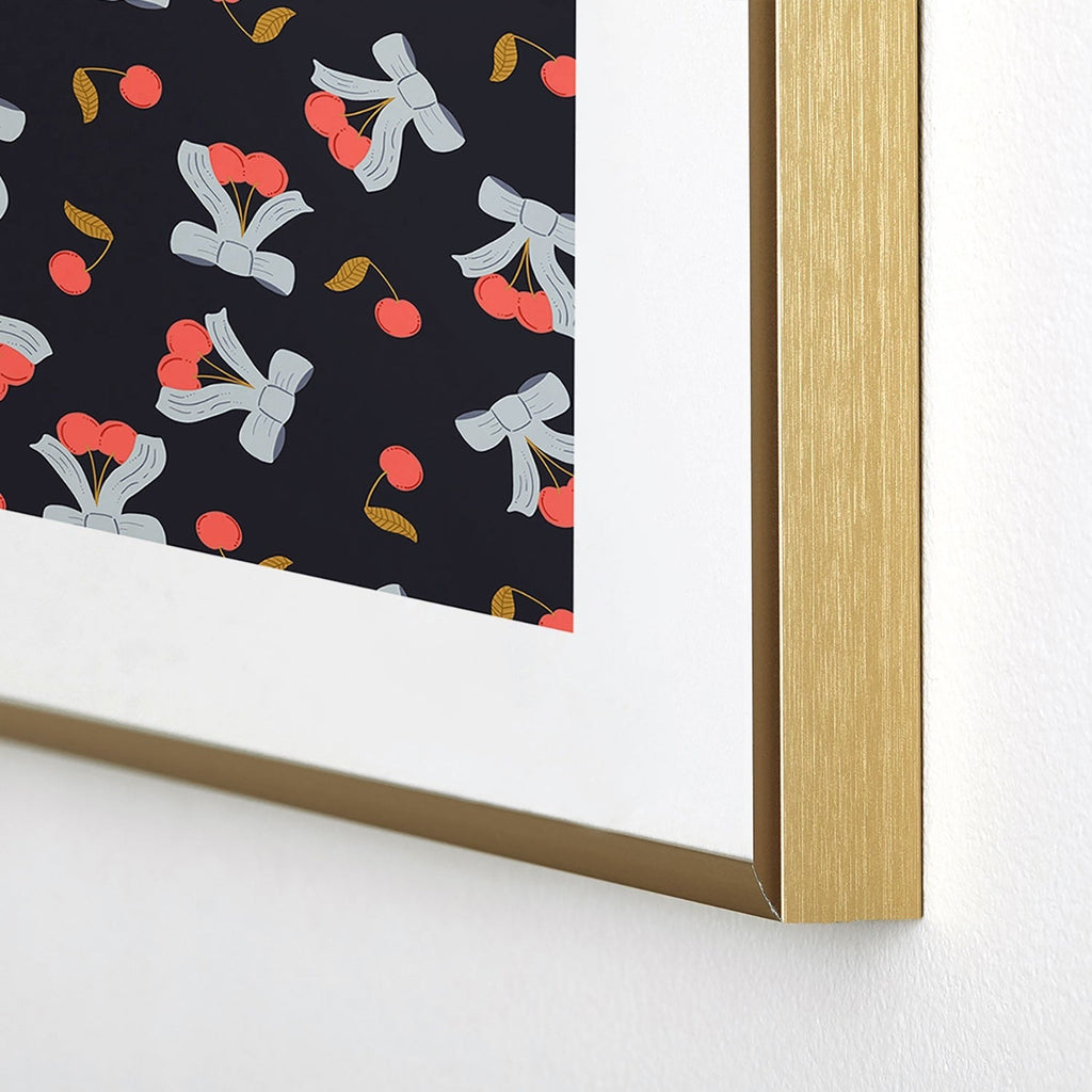 Jennifer Labre Cherries and Bows Metal Framed Art Print