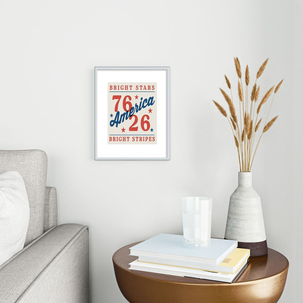 DENY Designs Bright Stars Bright Stripes Metal Framed Art Print