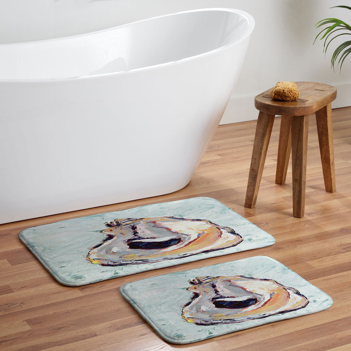 Magladry art studio Oyster shell Memory Foam Bath Mat