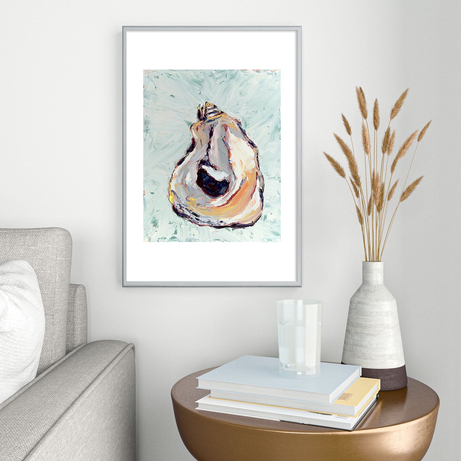 Magladry art studio Oyster shell Metal Framed Art Print
