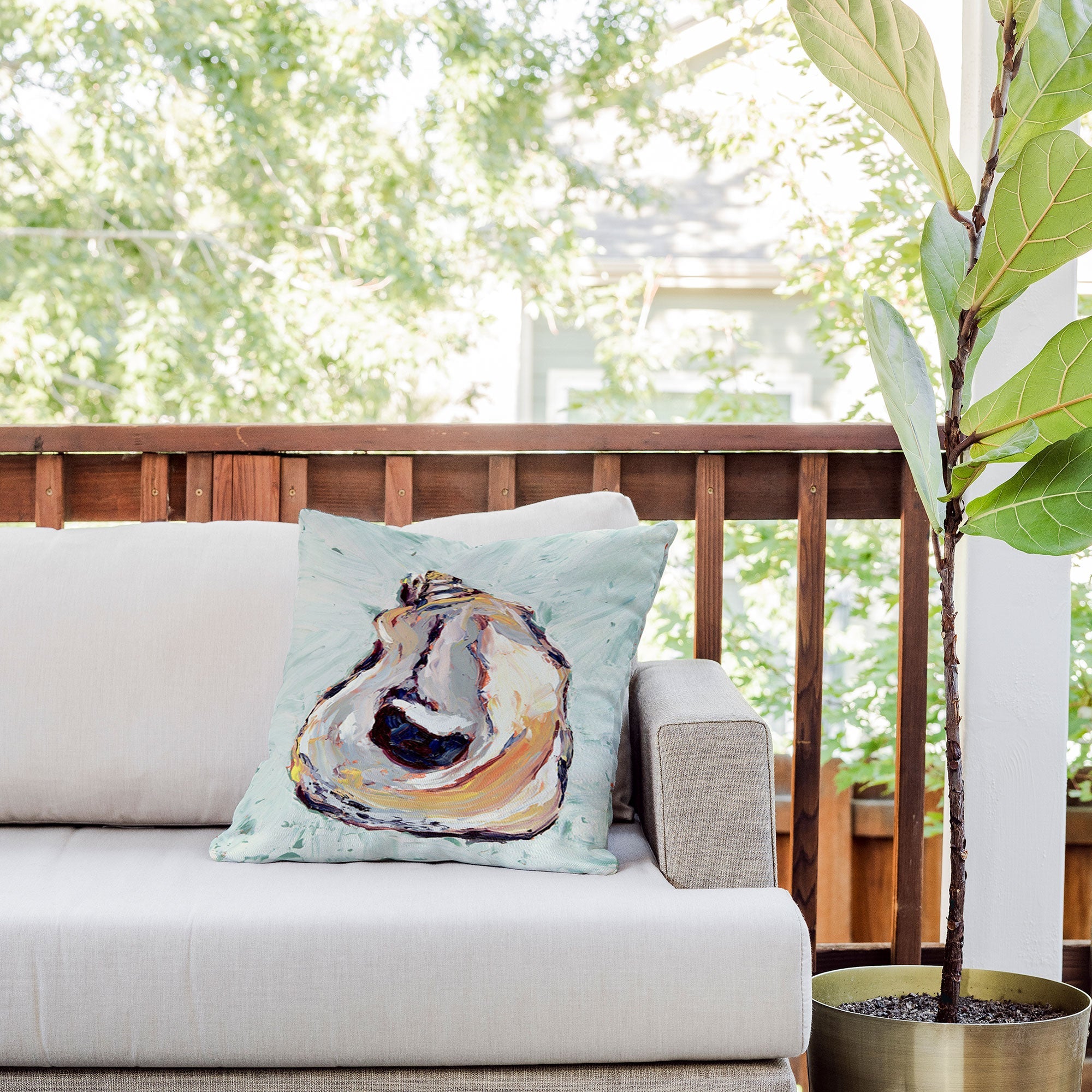 Magladry art studio Oyster shell Outdoor Throw Pillow