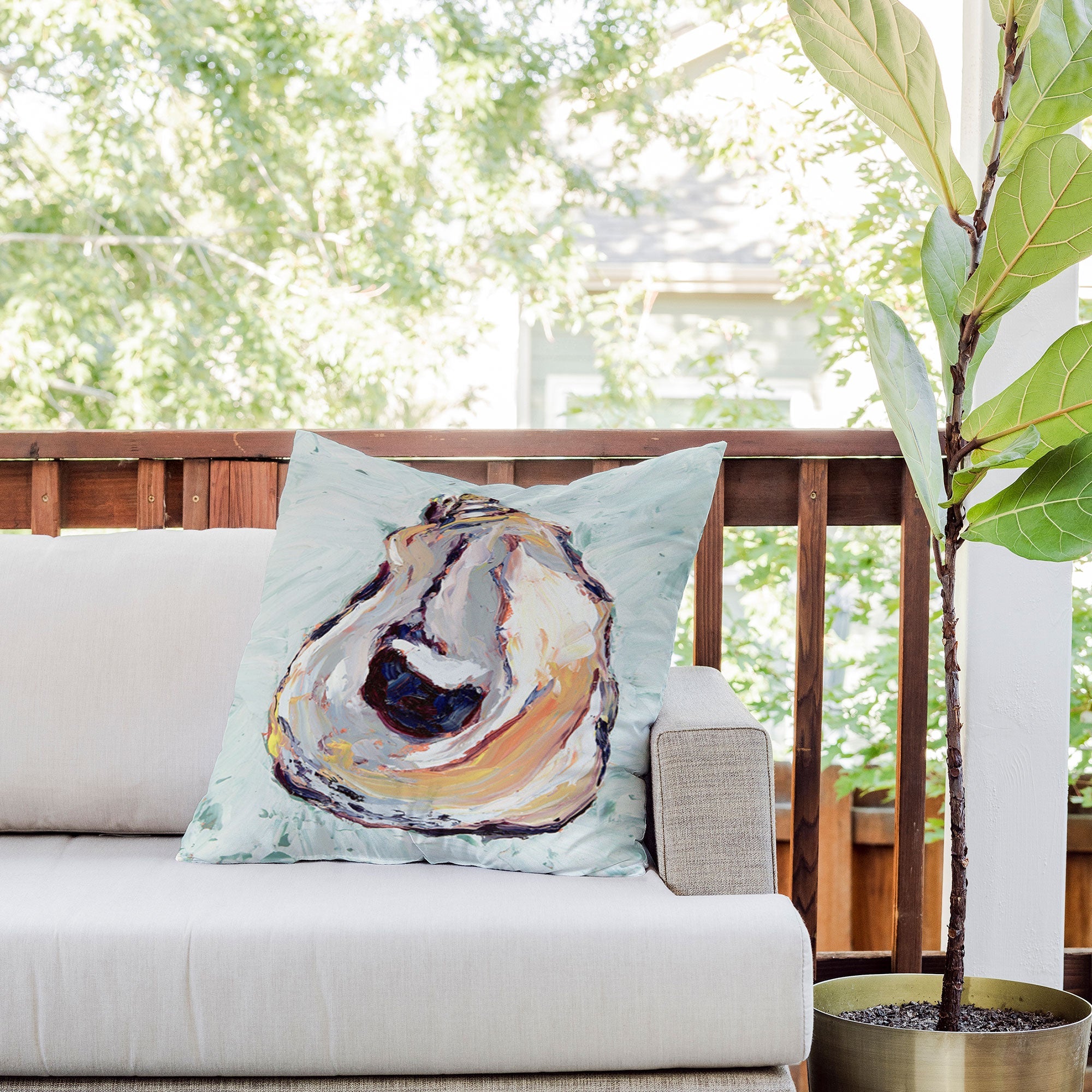 Magladry art studio Oyster shell Outdoor Throw Pillow