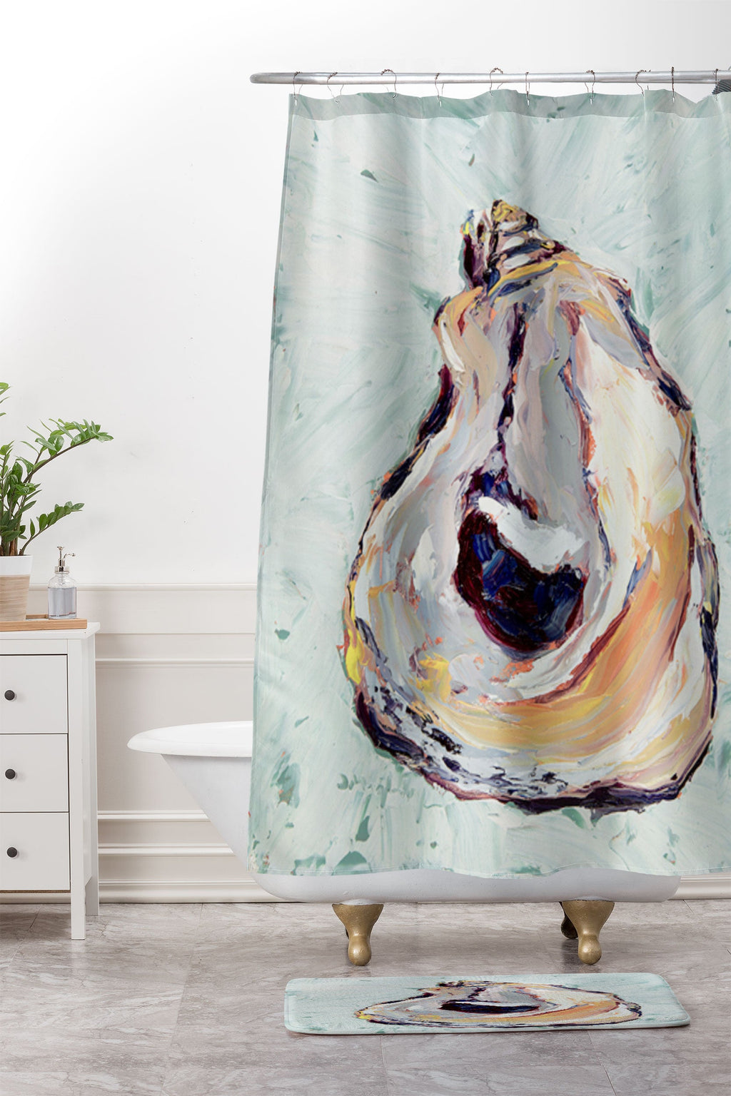 Magladry art studio Oyster shell Memory Foam Bath Mat