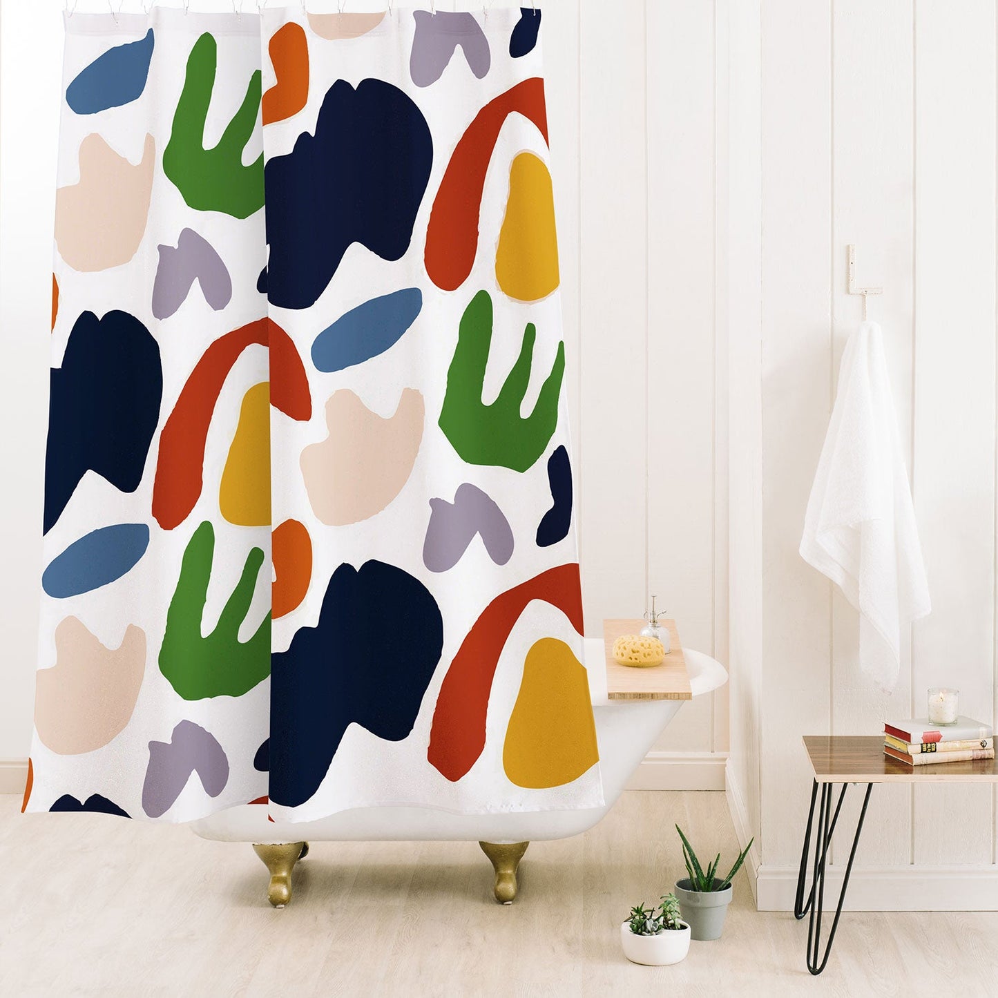 Mambo Art Studio Cut Out Shapes Vibrant Shower Curtain