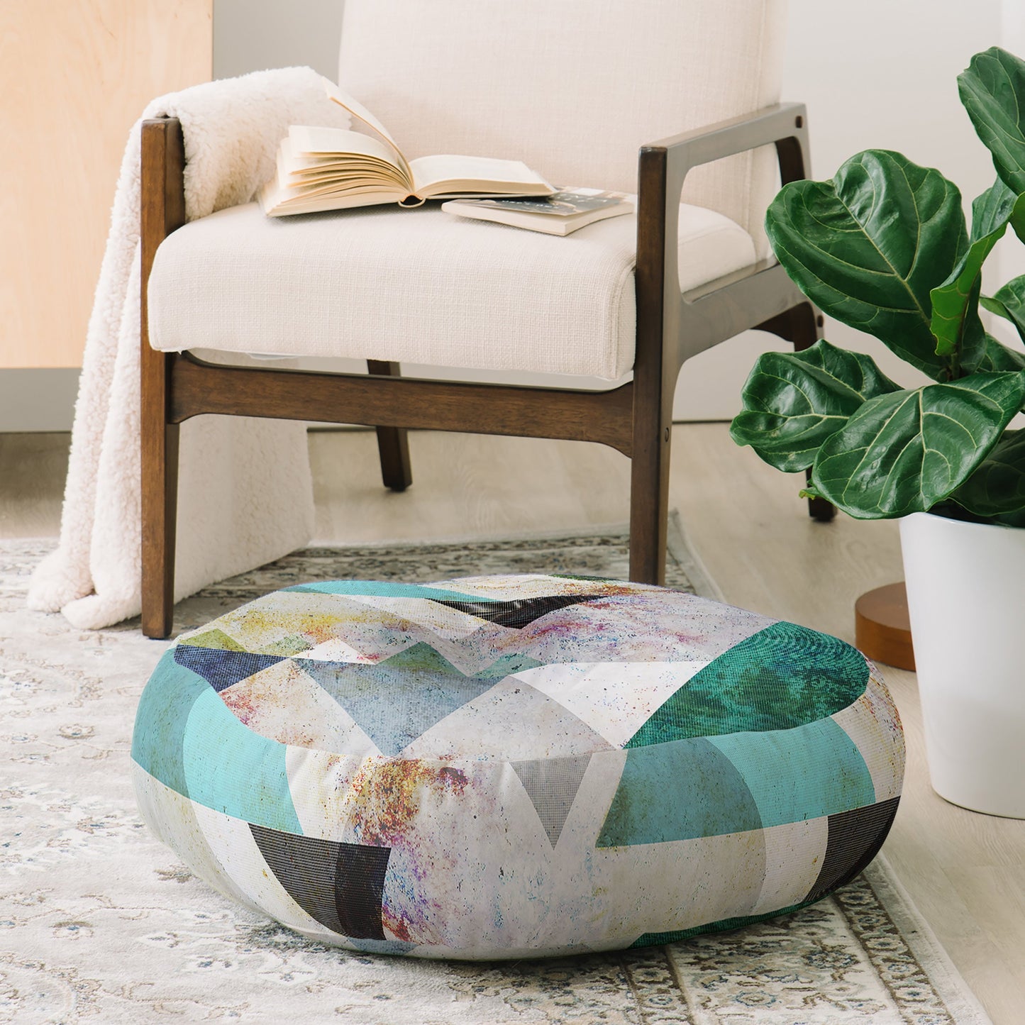 Mareike Boehmer Graphic 3 Blue Floor Pillow Round