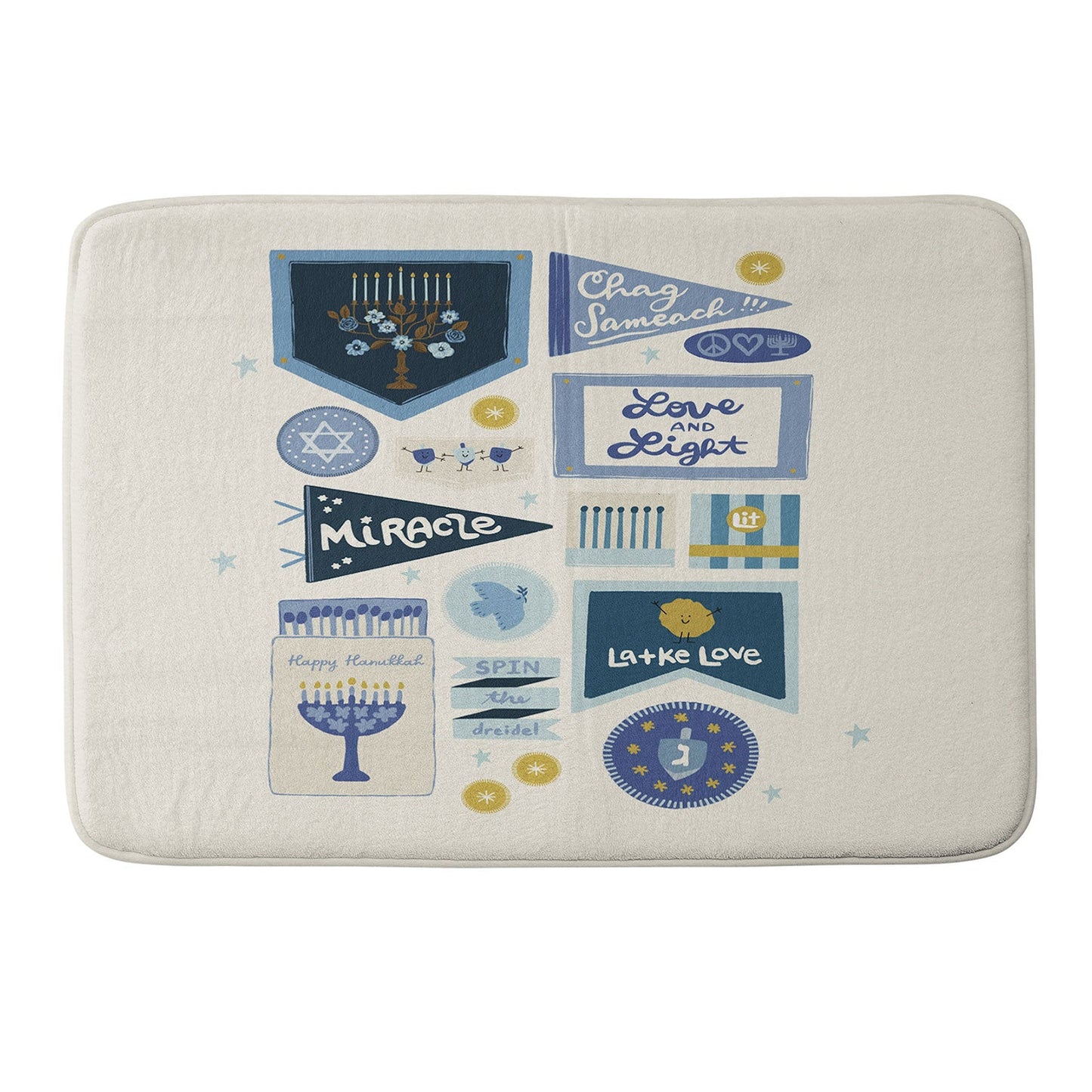 Marni Hanukkah Banners Signs and Pennants Memory Foam Bath Mat