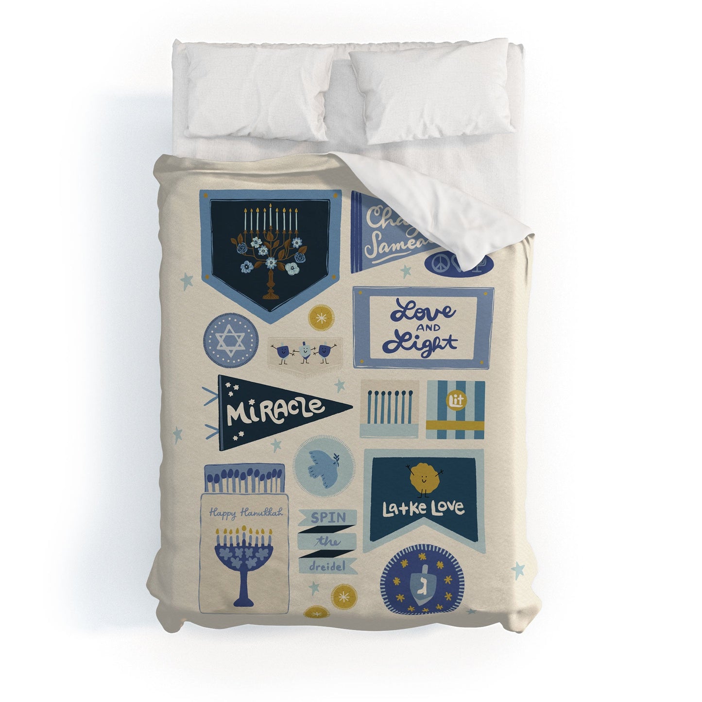 Marni Hanukkah Banners Signs and Pennants Duvet Cover