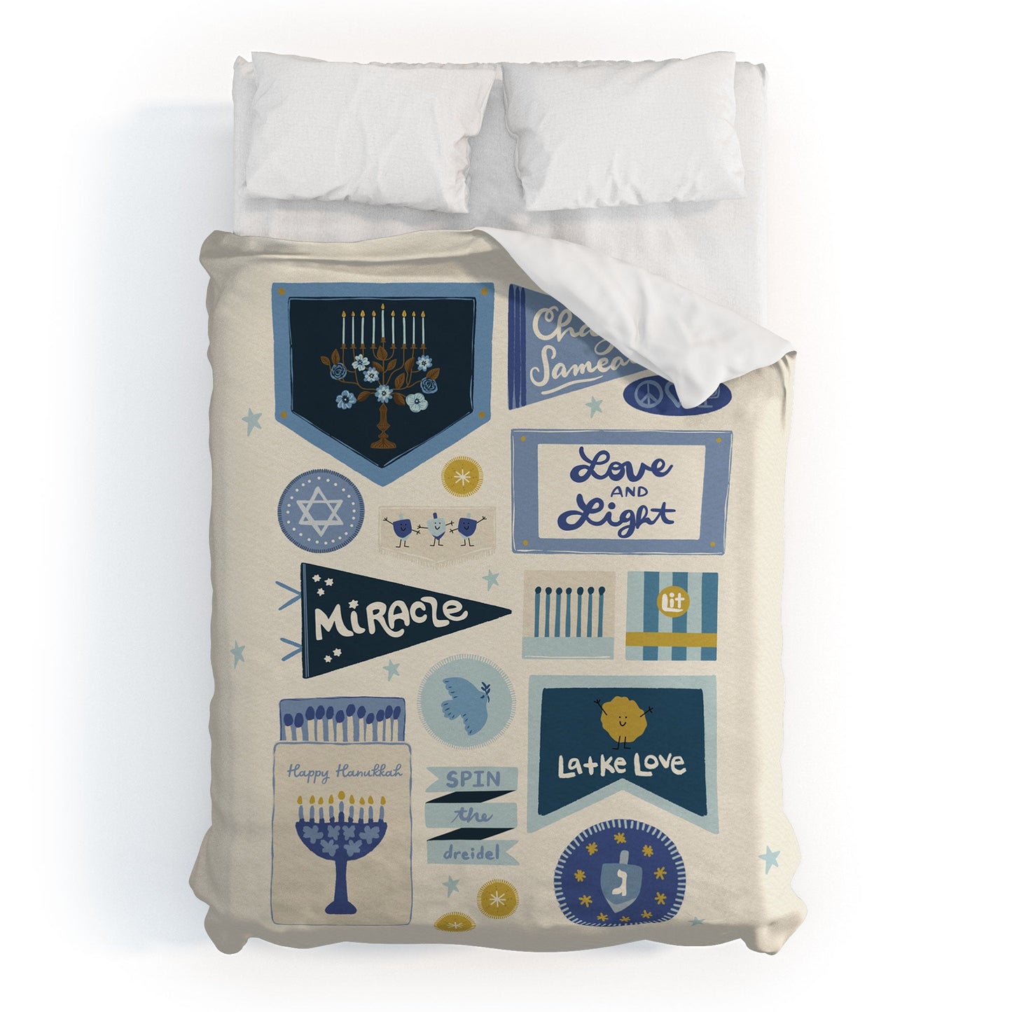 Marni Hanukkah Banners Signs and Pennants Duvet Cover