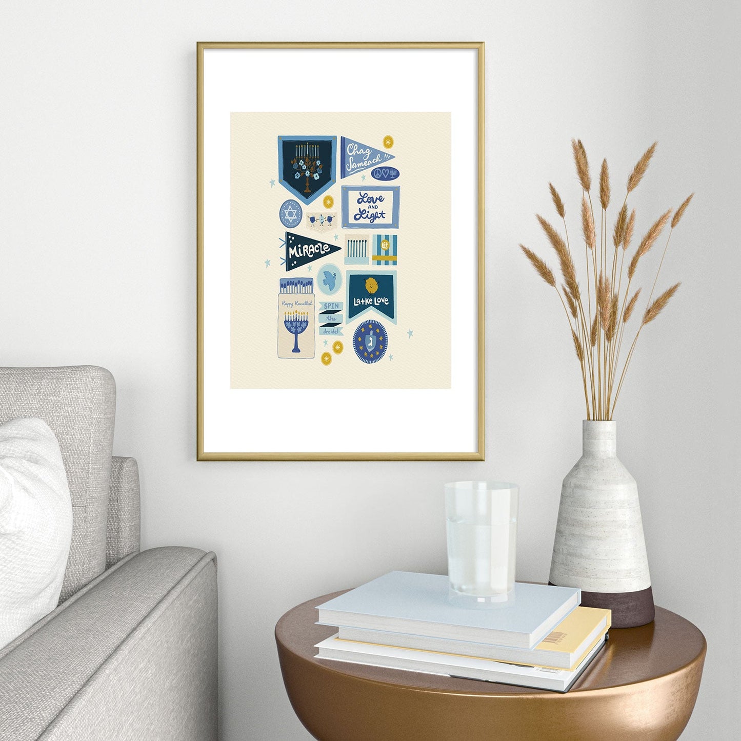Marni Hanukkah Banners Signs and Pennants Metal Framed Art Print