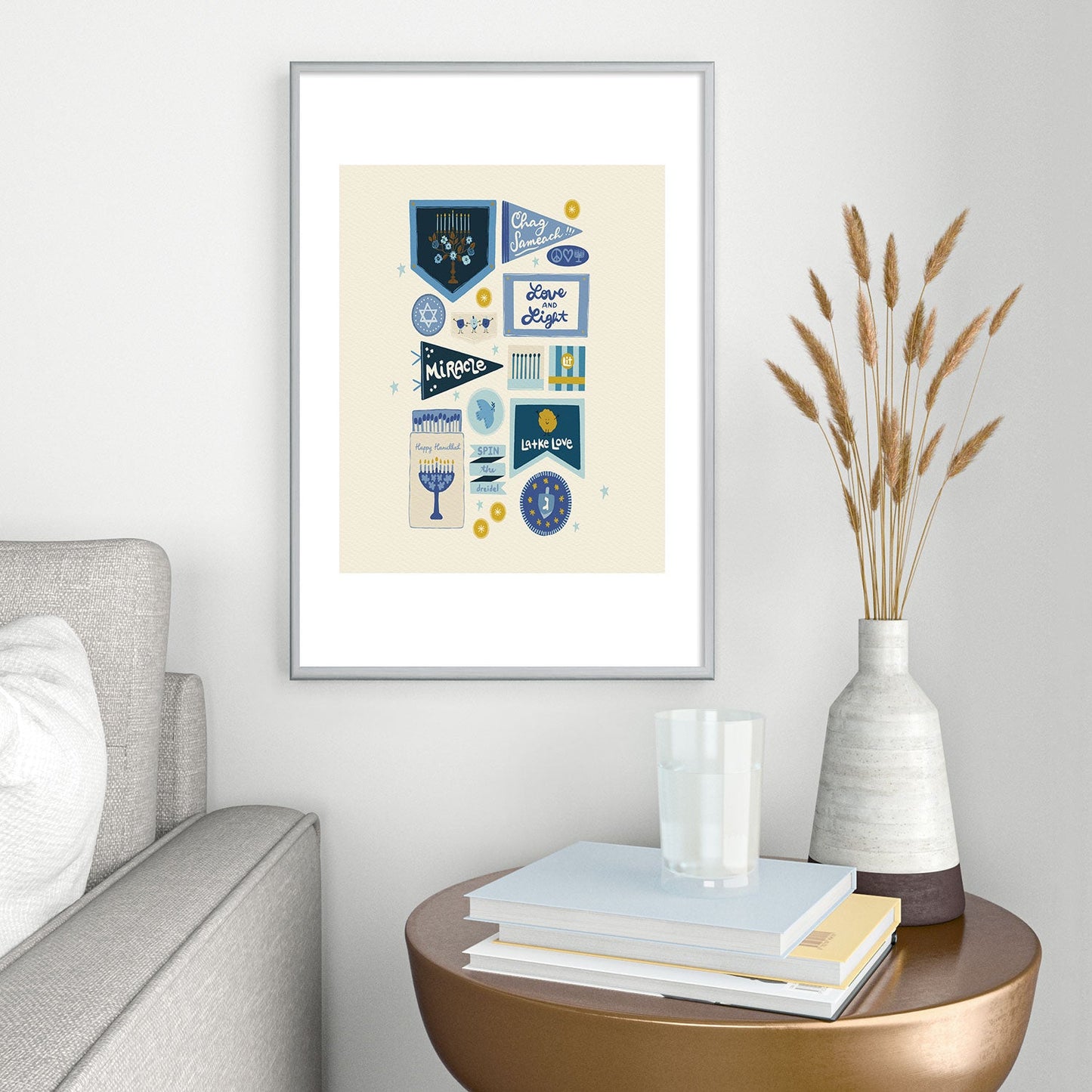 Marni Hanukkah Banners Signs and Pennants Metal Framed Art Print
