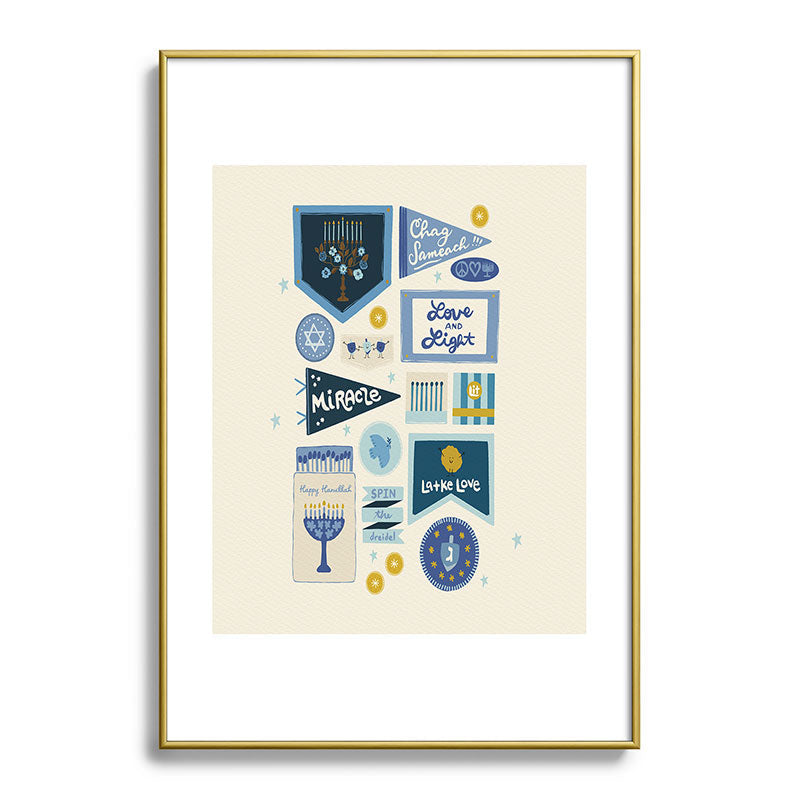 Marni Hanukkah Banners Signs and Pennants Metal Framed Art Print