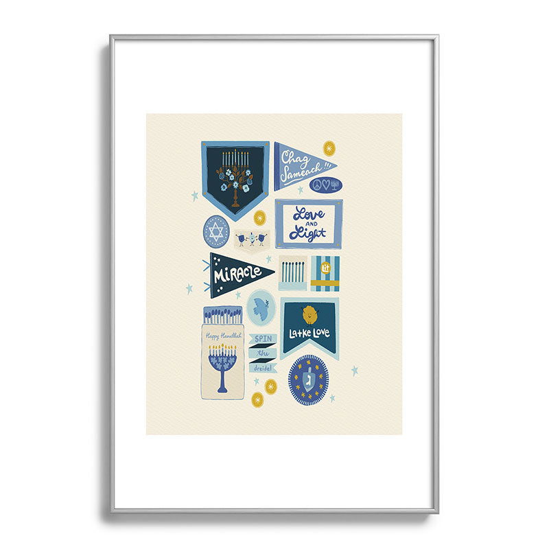 Marni Hanukkah Banners Signs and Pennants Metal Framed Art Print