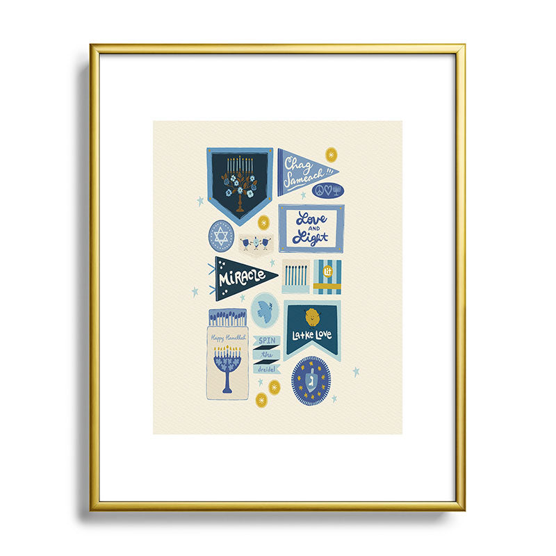 Marni Hanukkah Banners Signs and Pennants Metal Framed Art Print