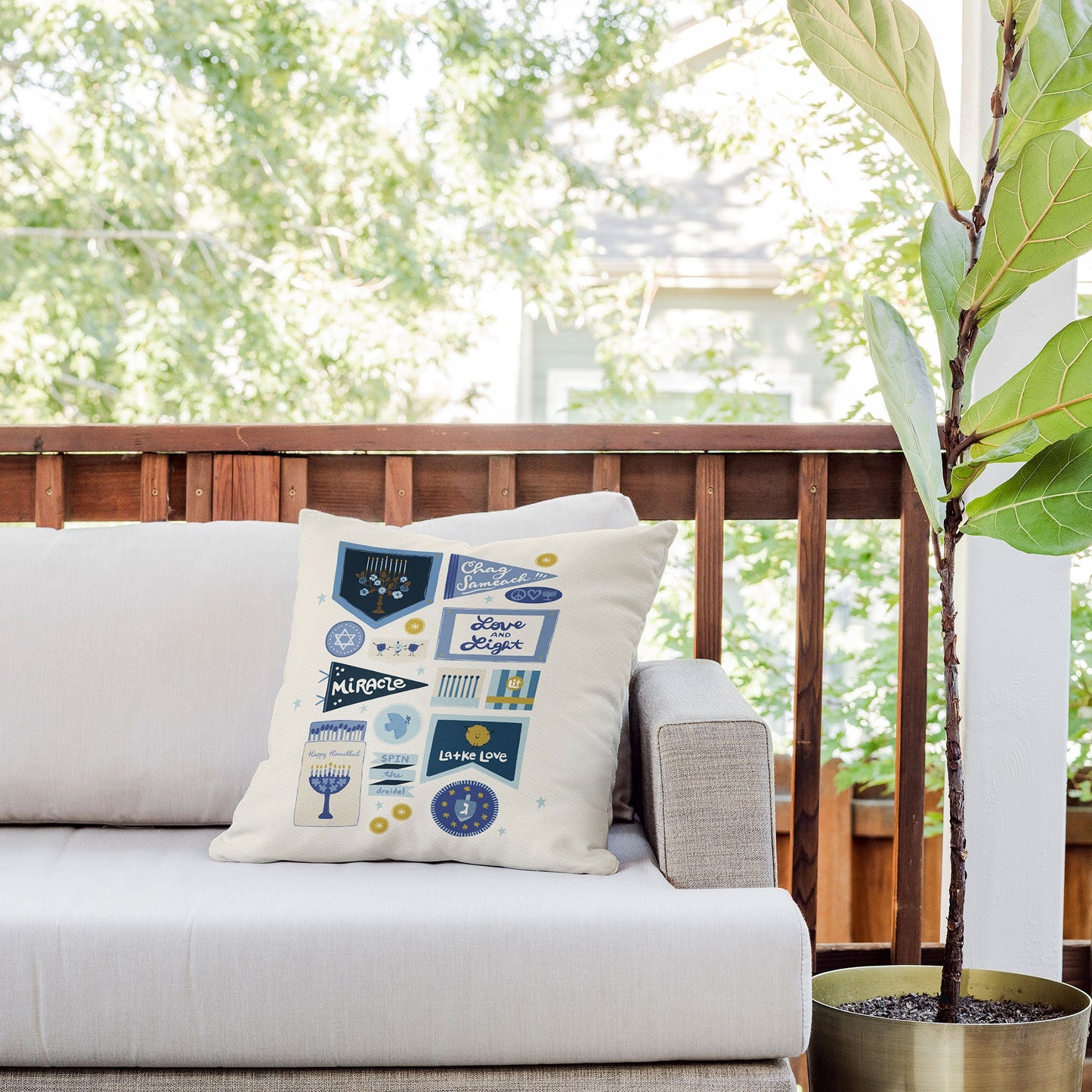 Marni Hanukkah Banners Signs and Pennants Outdoor Throw Pillow
