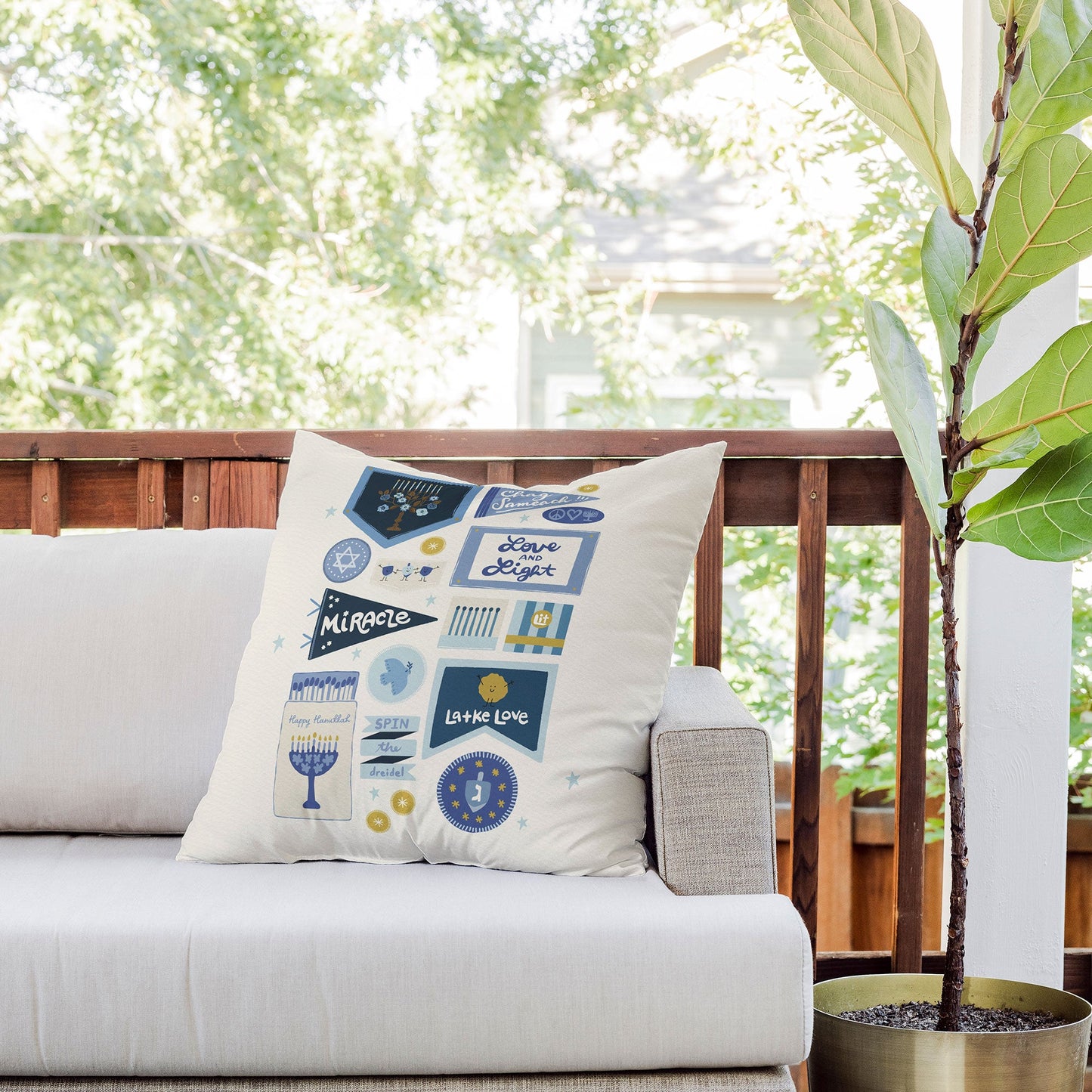 Marni Hanukkah Banners Signs and Pennants Outdoor Throw Pillow