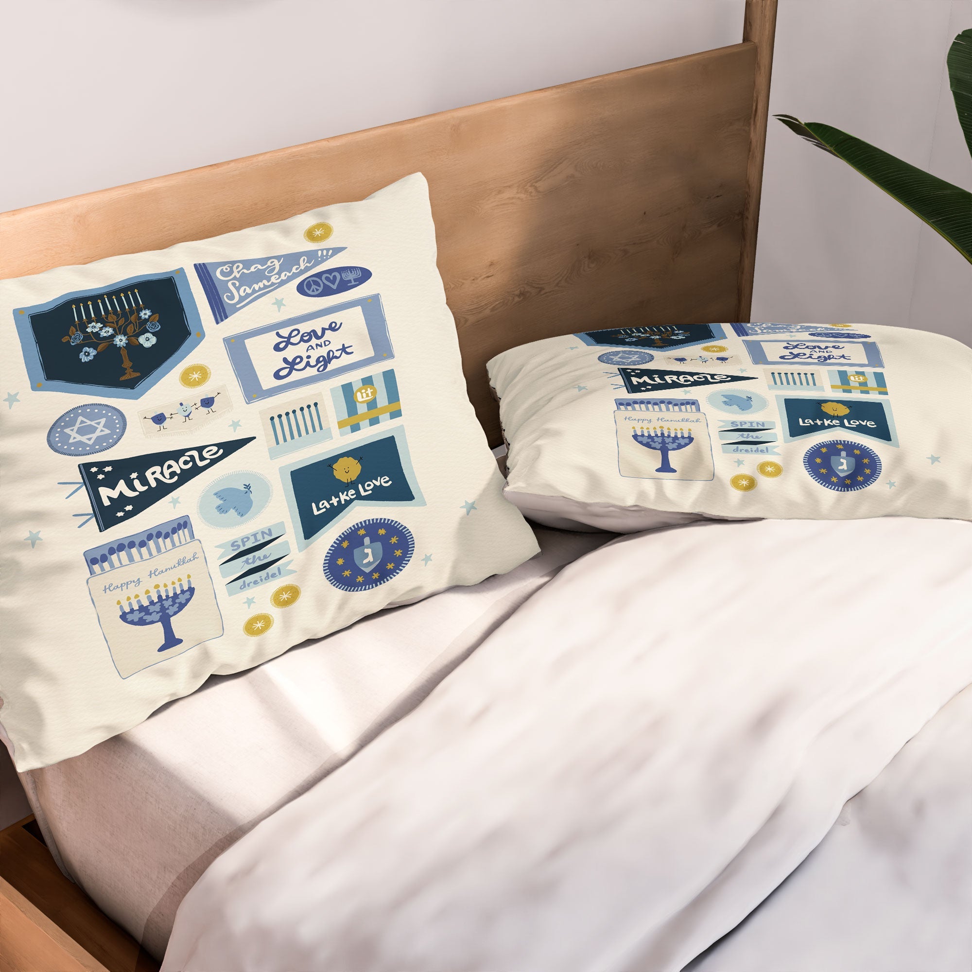 Marni Hanukkah Banners Signs and Pennants Pillow Shams
