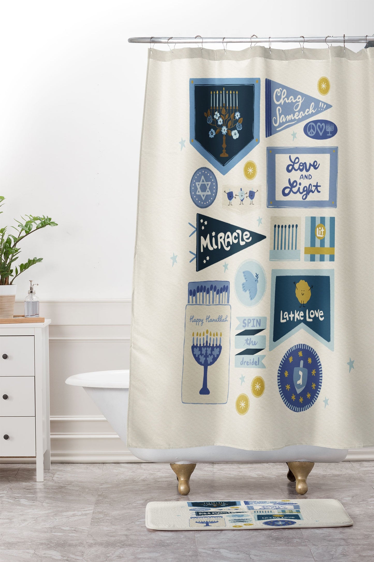 Marni Hanukkah Banners Signs and Pennants Memory Foam Bath Mat