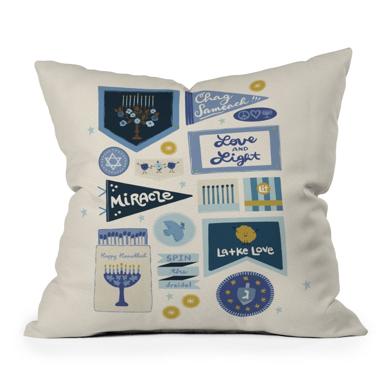 Marni Hanukkah Banners Signs and Pennants Throw Pillow
