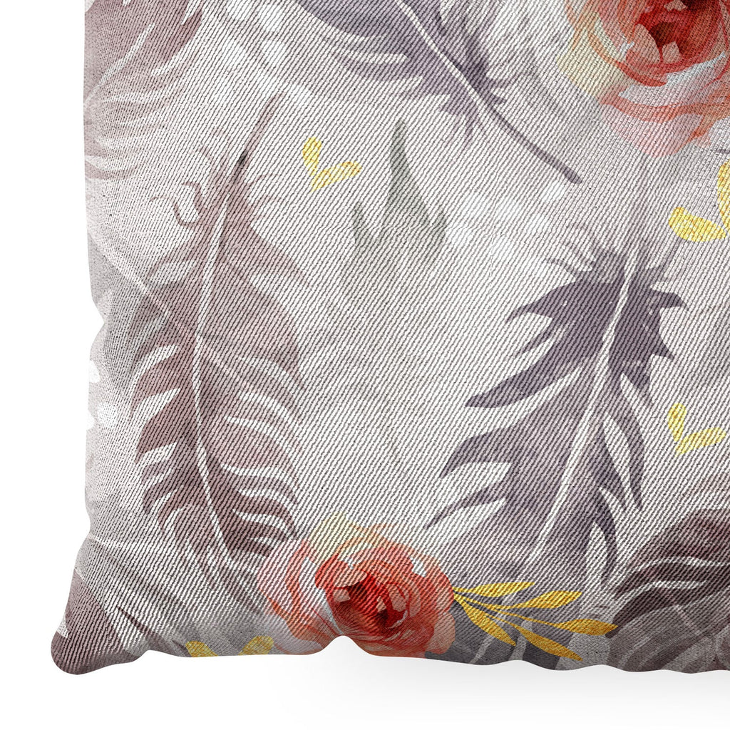 Marta Barragan Camarasa Abstract floral with feathers Floor Pillow Square