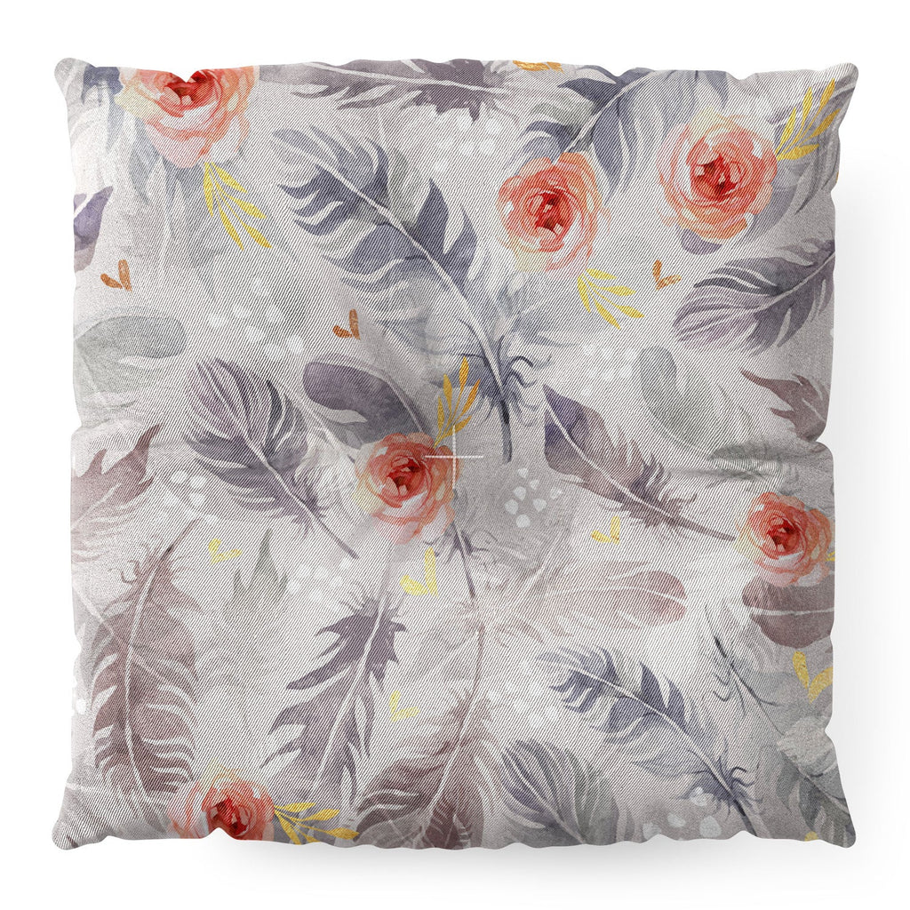 Marta Barragan Camarasa Abstract floral with feathers Floor Pillow Square