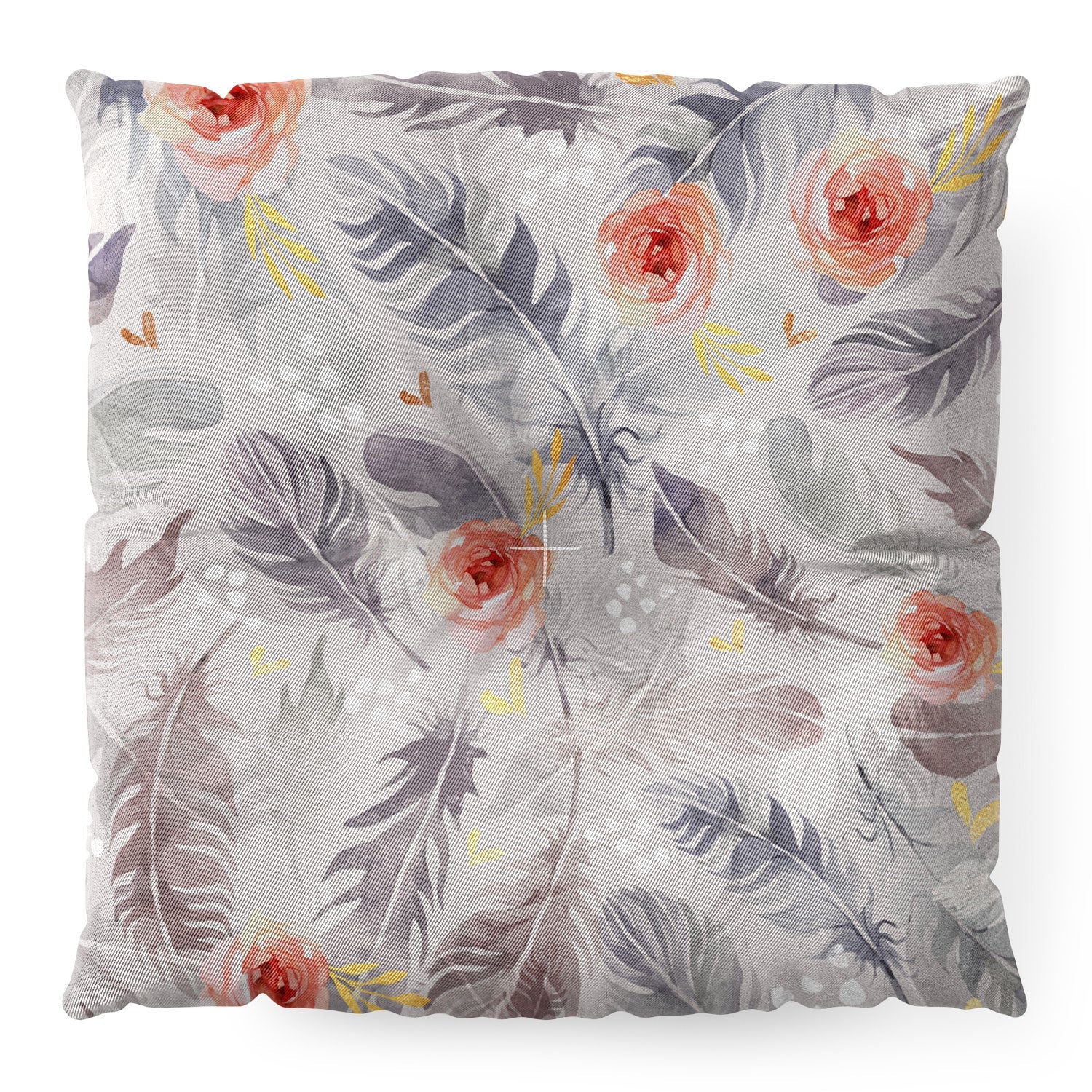 Marta Barragan Camarasa Abstract floral with feathers Floor Pillow Square