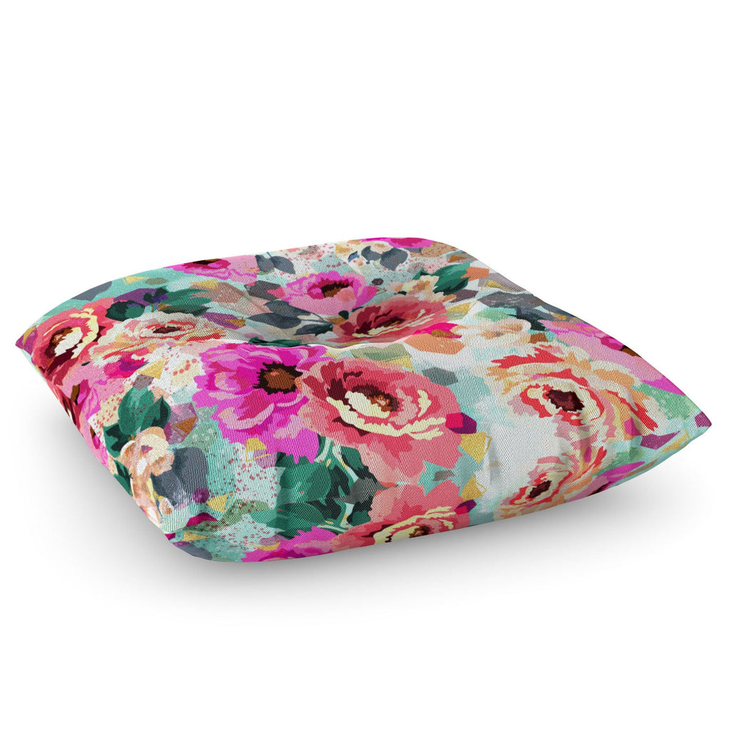 Marta Barragan Camarasa ABSTRACT GEOMETRICAL FLOWERS Floor Pillow Square