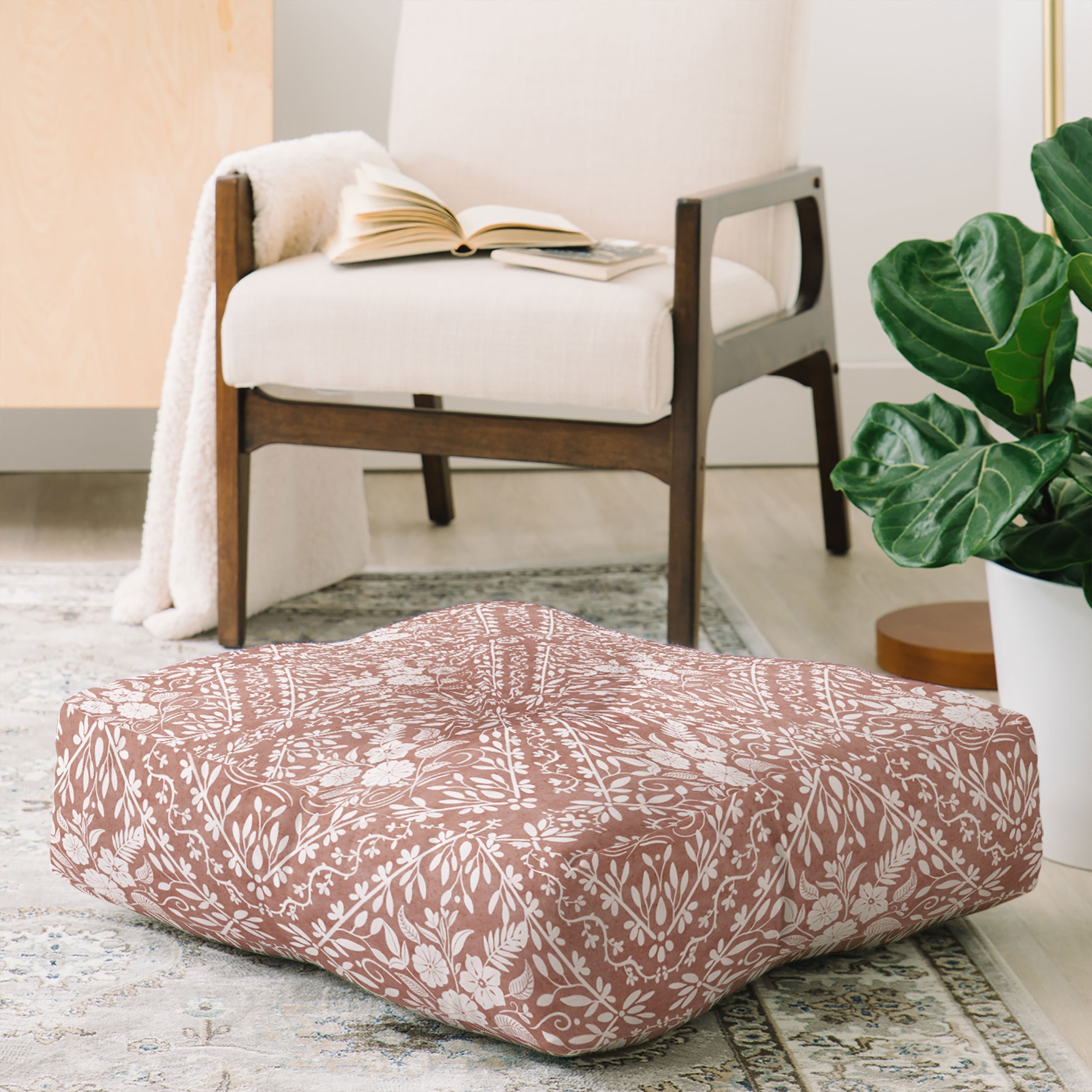 Marta Barragan Camarasa Antique Botanical Bliss Floor Pillow Square