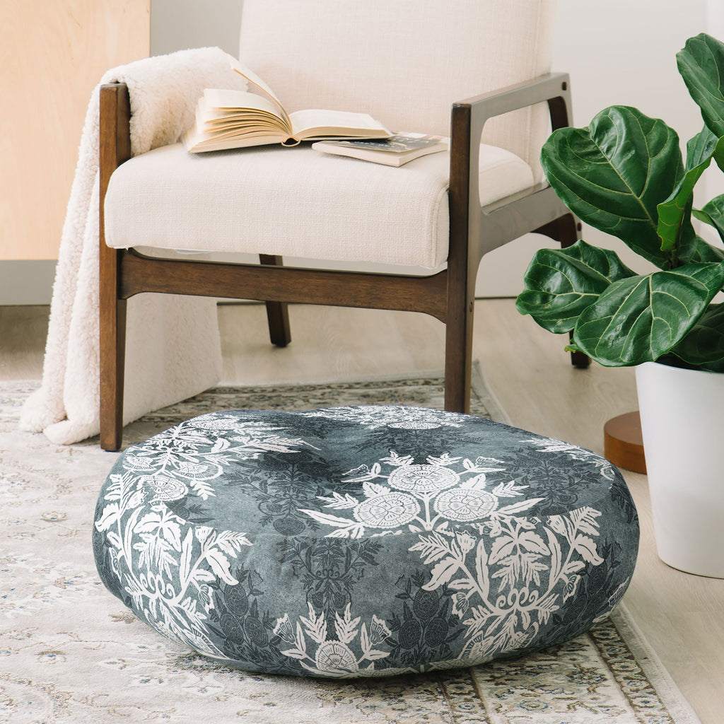 Marta Barragan Camarasa Antique Victorian Floral Floor Pillow Round