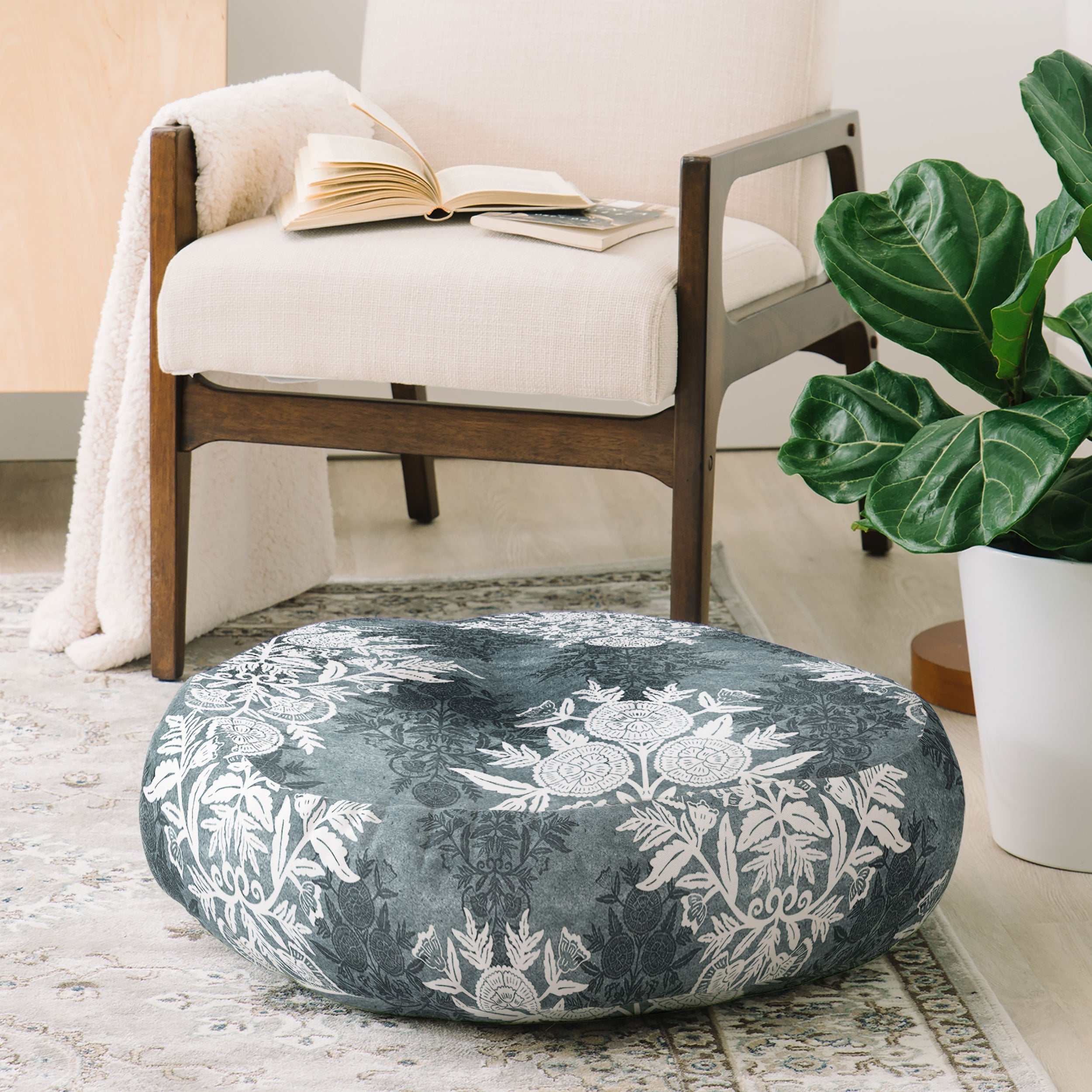 Marta Barragan Camarasa Antique Victorian Floral Floor Pillow Round