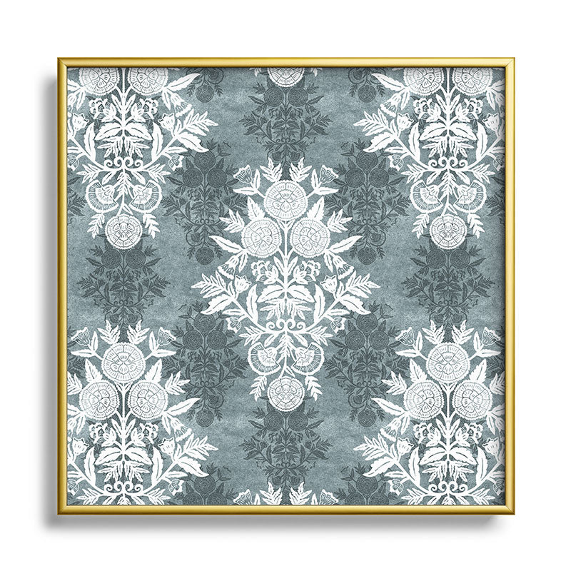 Marta Barragan Camarasa Antique Victorian Floral Square Metal Framed Art Print
