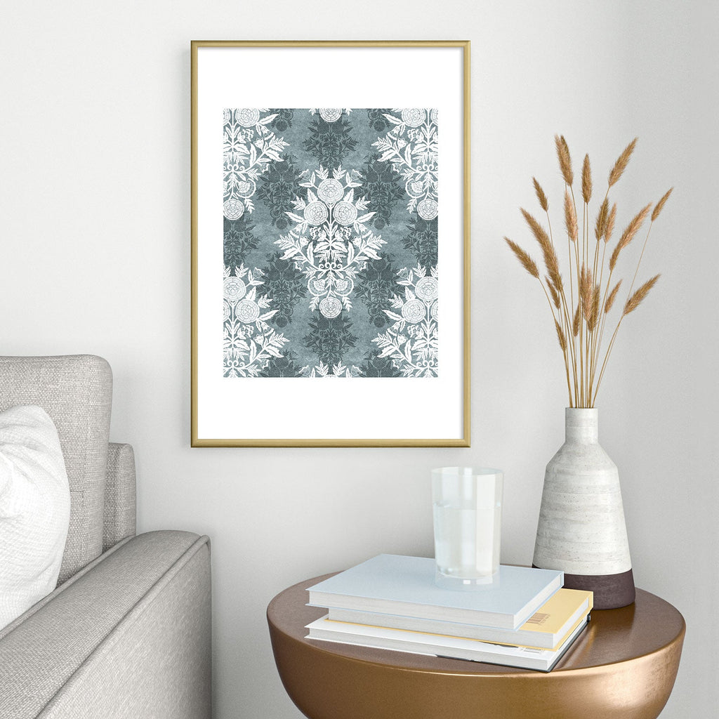 Marta Barragan Camarasa Antique Victorian Floral Metal Framed Art Print