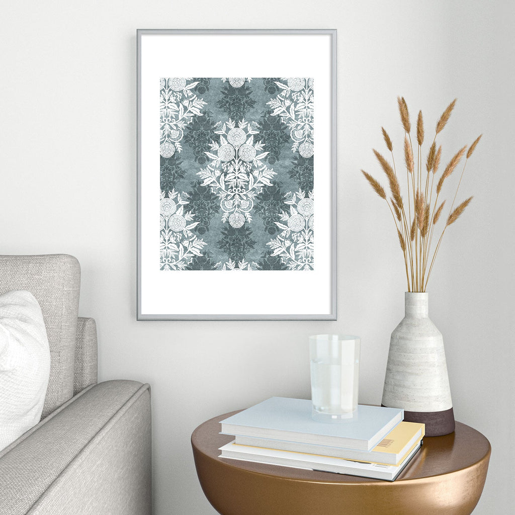 Marta Barragan Camarasa Antique Victorian Floral Metal Framed Art Print