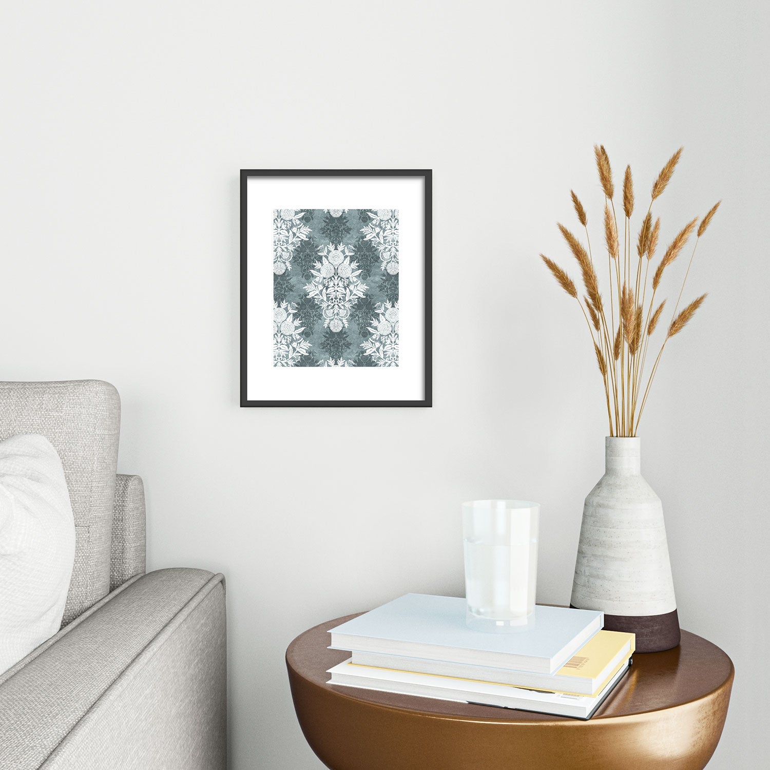 Marta Barragan Camarasa Antique Victorian Floral Metal Framed Art Print