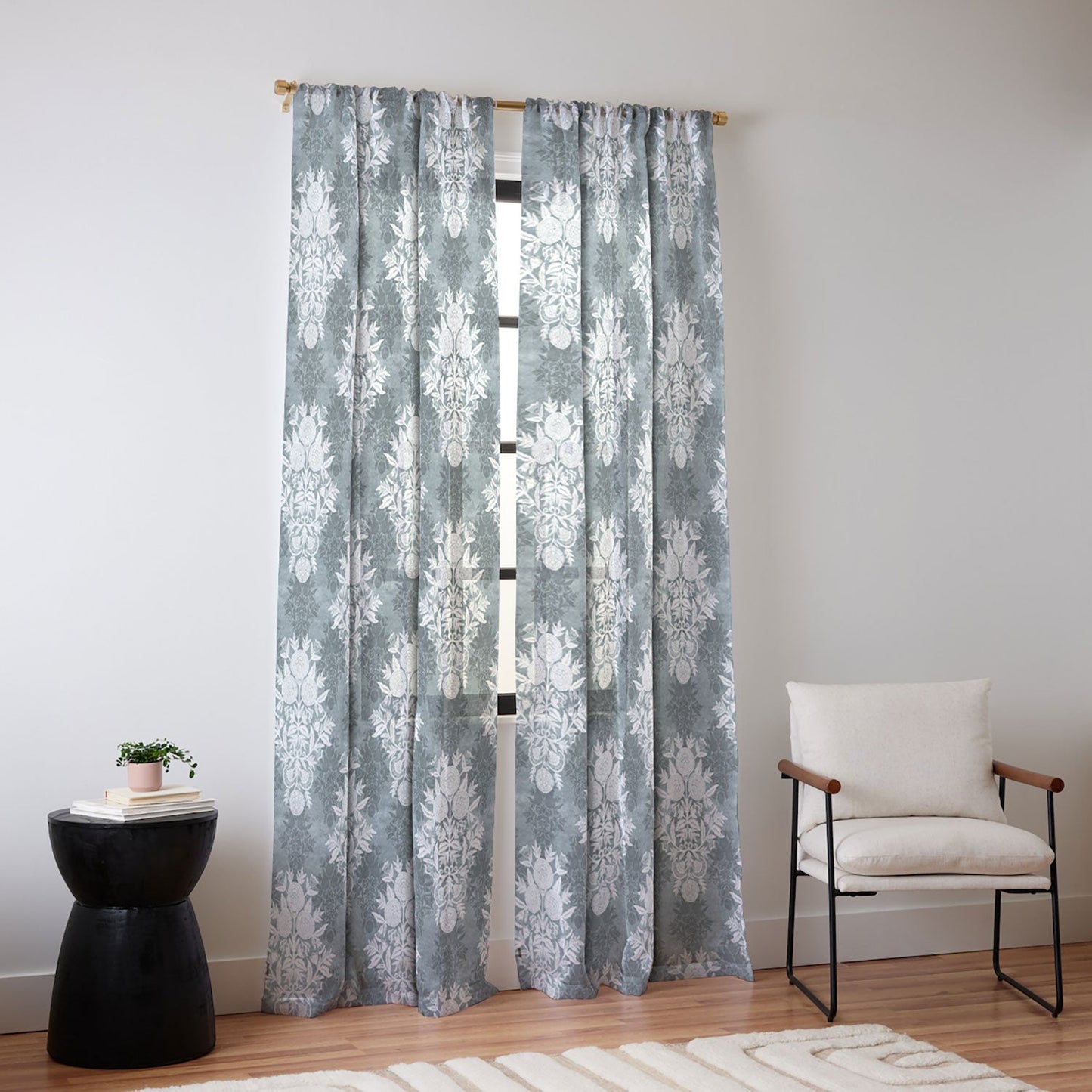 Marta Barragan Camarasa Antique Victorian Floral Sheer Window Curtain