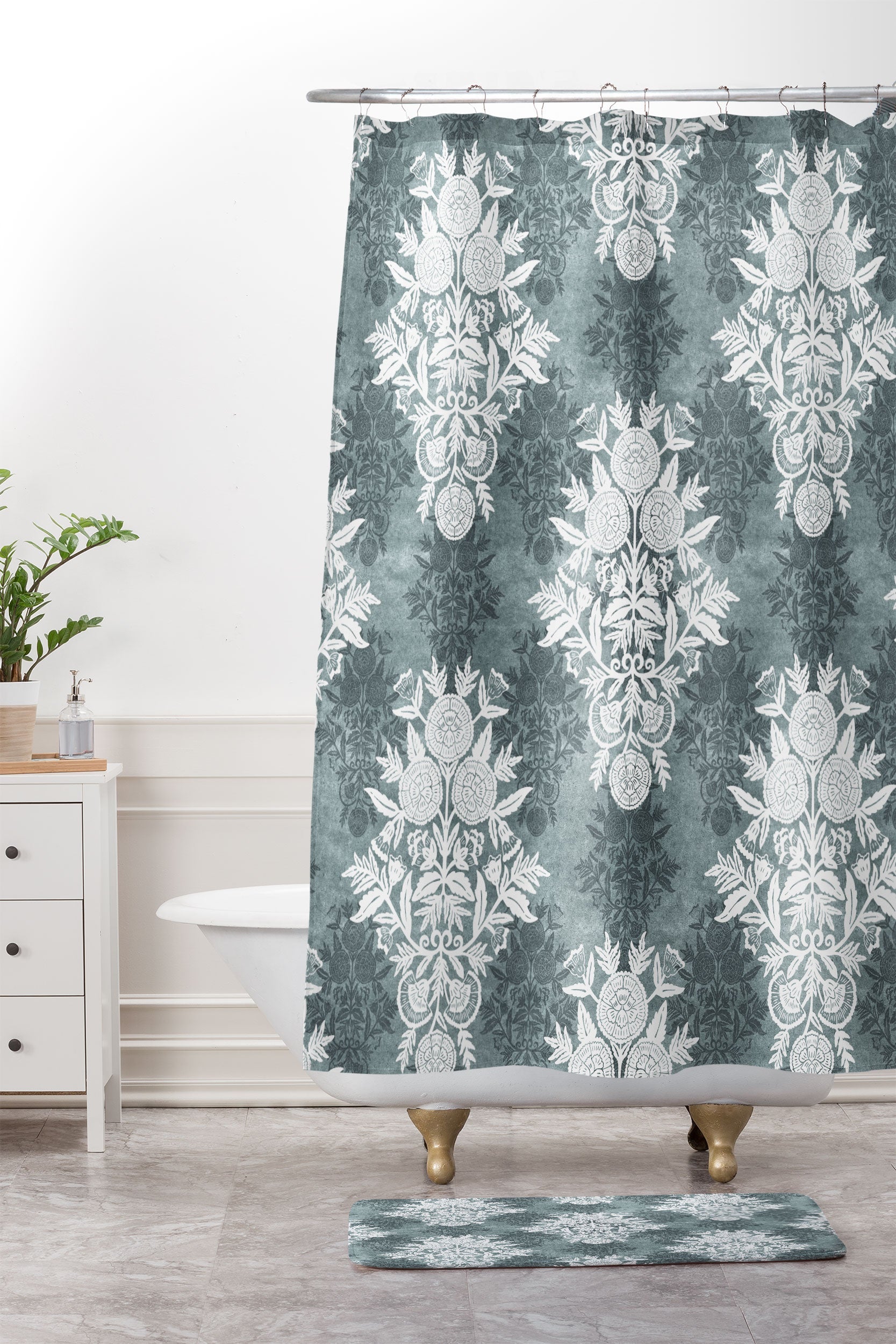 Marta Barragan Camarasa Antique Victorian Floral Memory Foam Bath Mat