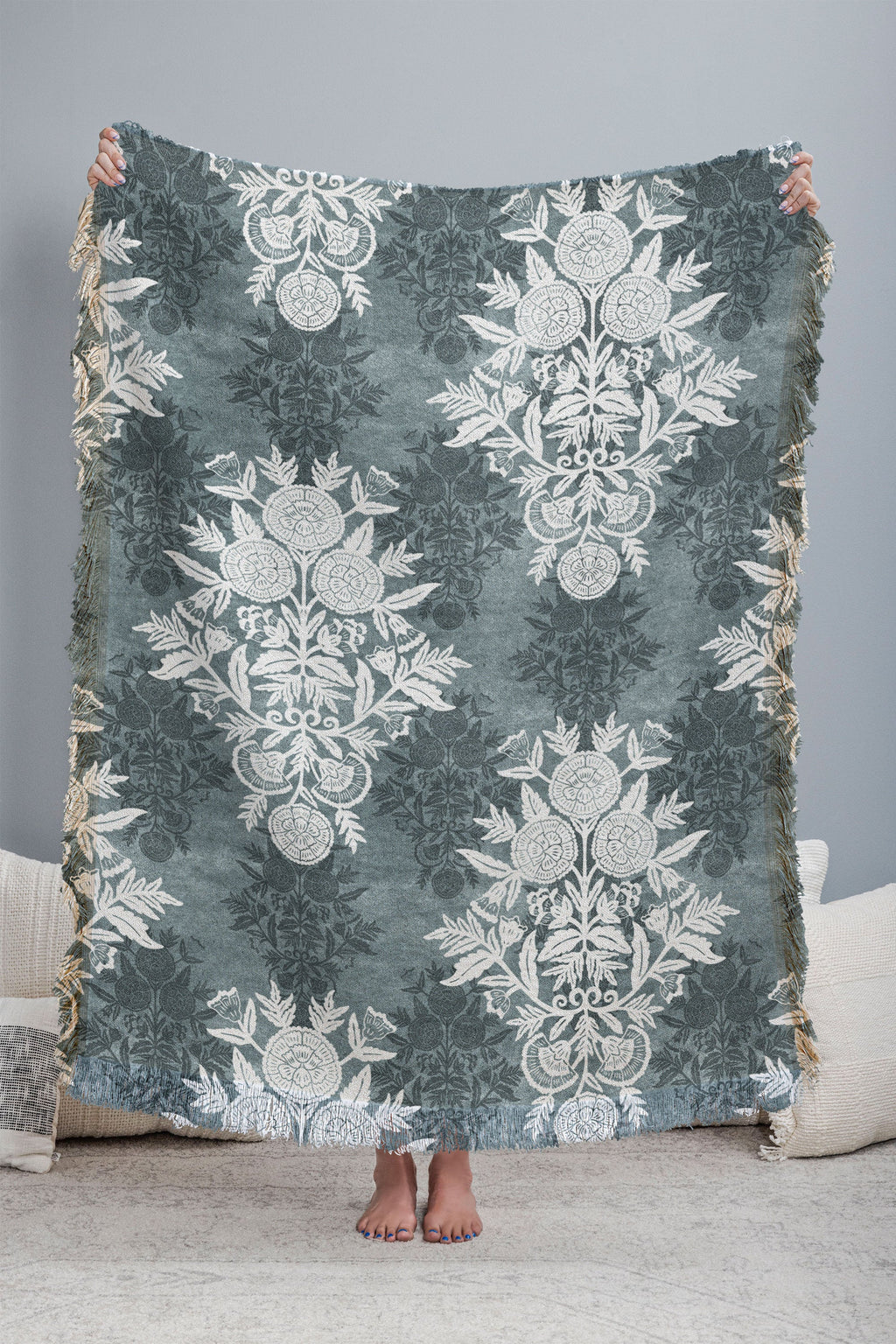 Marta Barragan Camarasa Antique Victorian Floral Throw Blanket